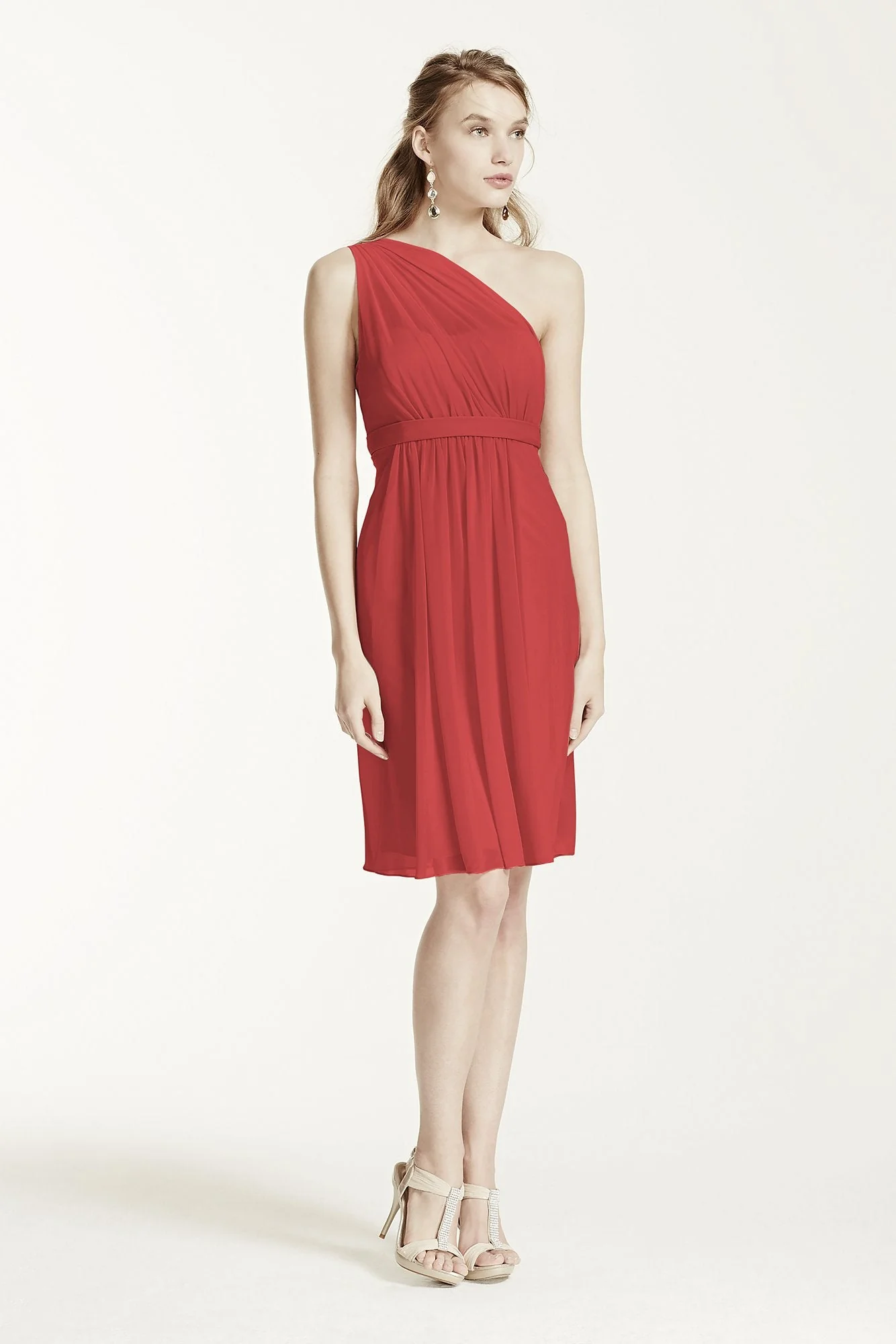 One Shoulder Short Dress with Illusion Neck - Image 84