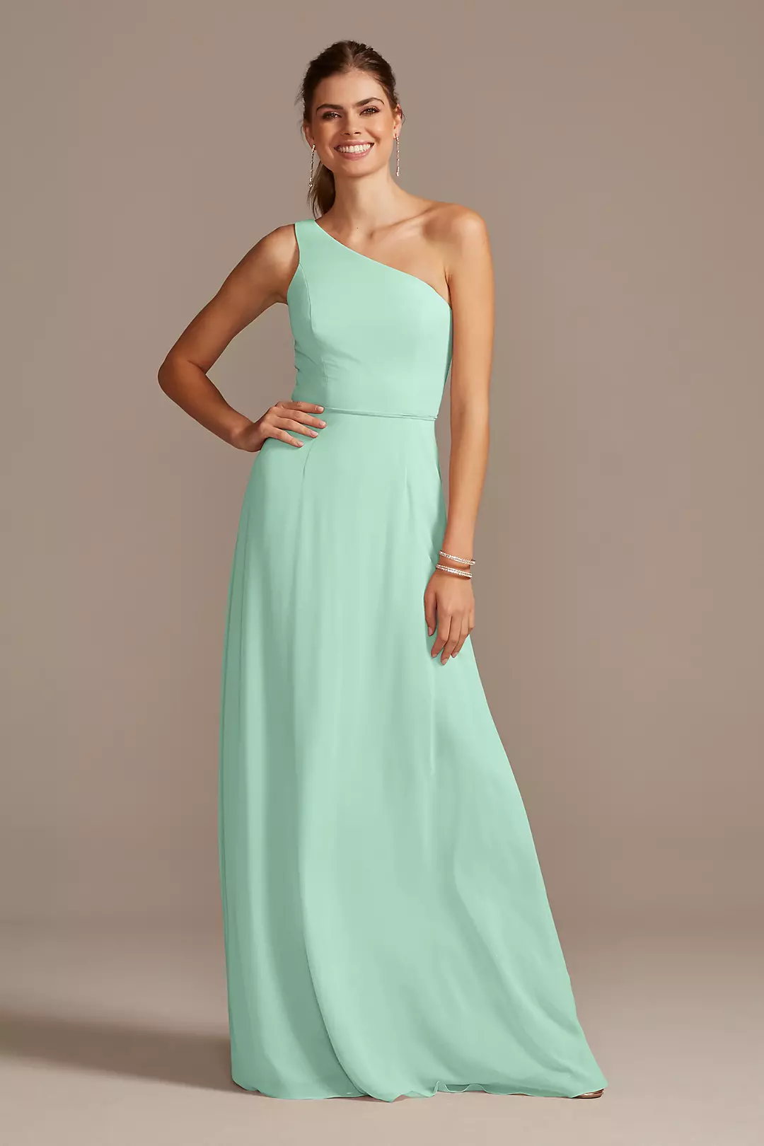 One-Shoulder Simple Chiffon Bridesmaid Dress - Image 105