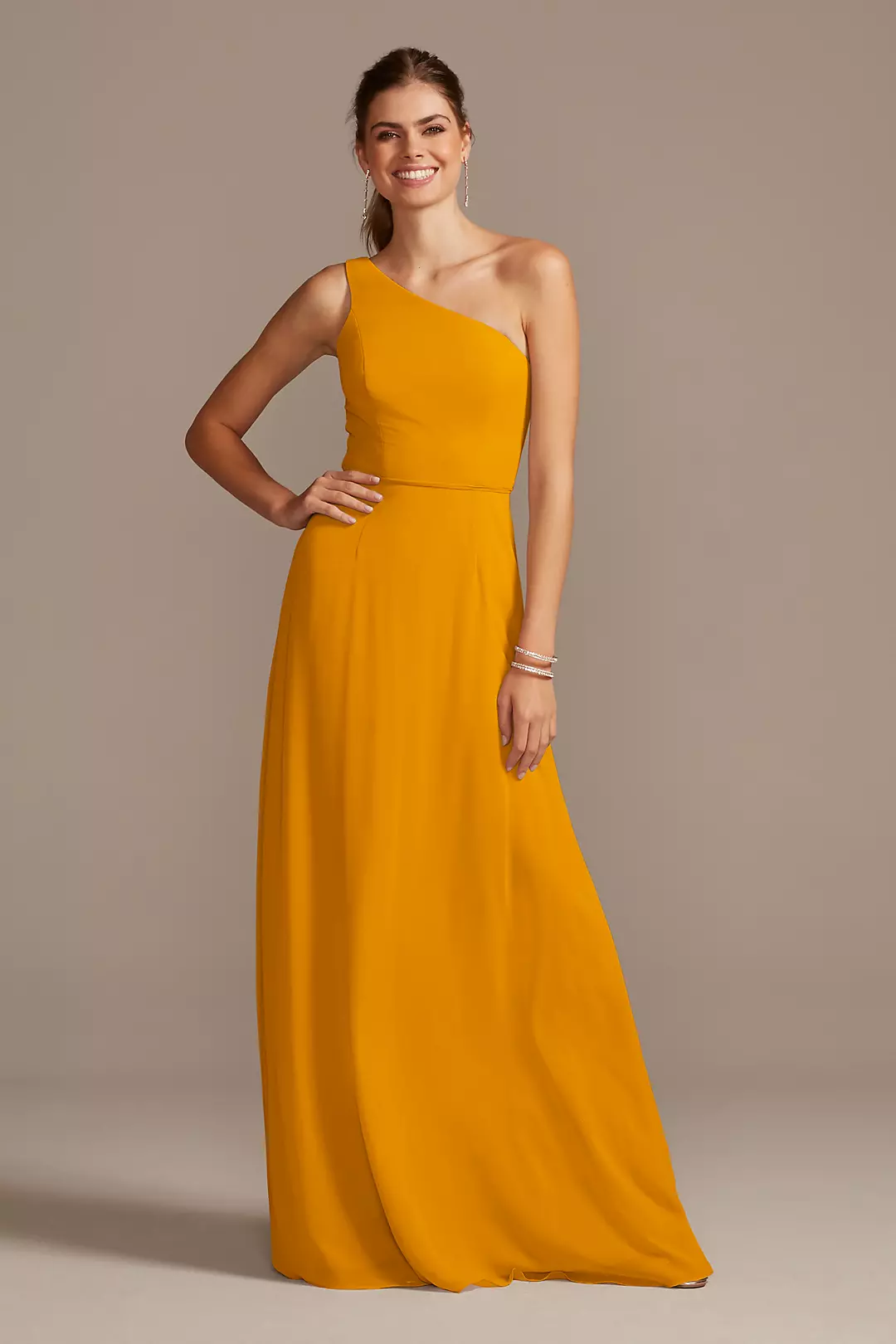 One-Shoulder Simple Chiffon Bridesmaid Dress - Image 69
