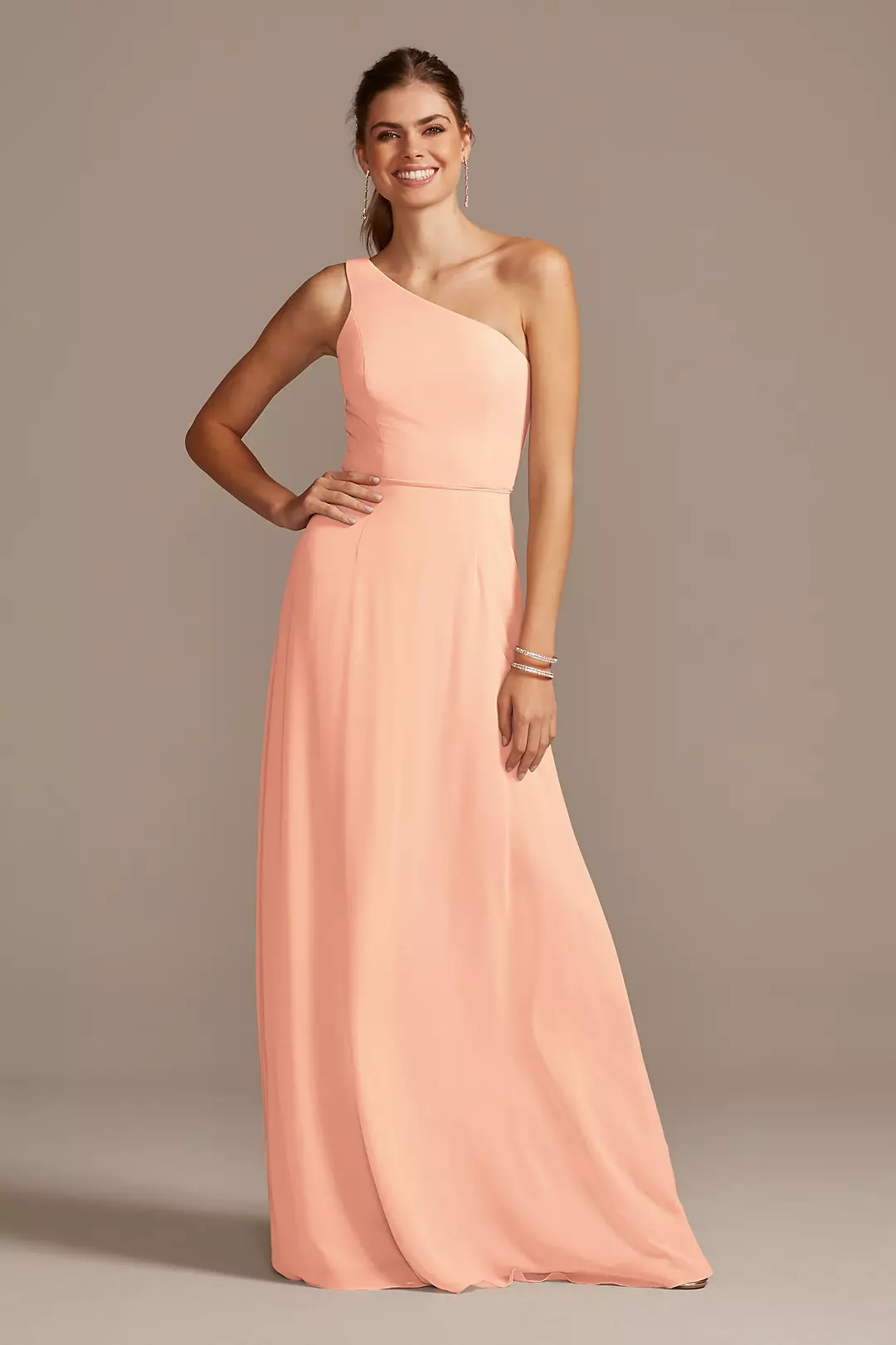 One-Shoulder Simple Chiffon Bridesmaid Dress - Image 99