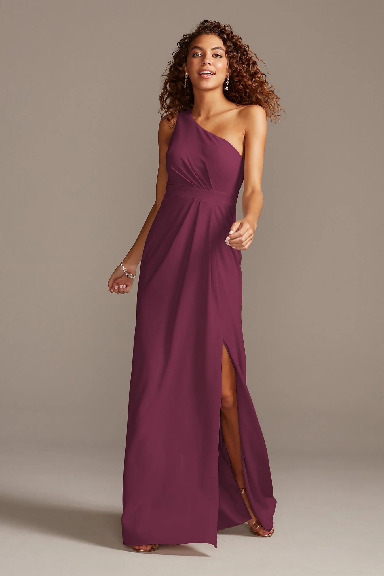 One-Shoulder Stretch Crepe Tall Bridesmaid Dress