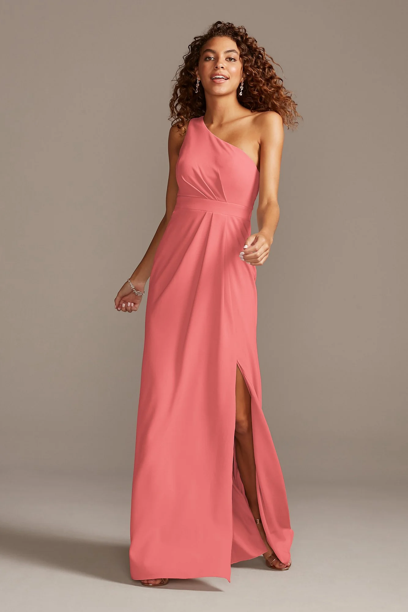 One-Shoulder Stretch Crepe Tall Bridesmaid Dress - Image 13
