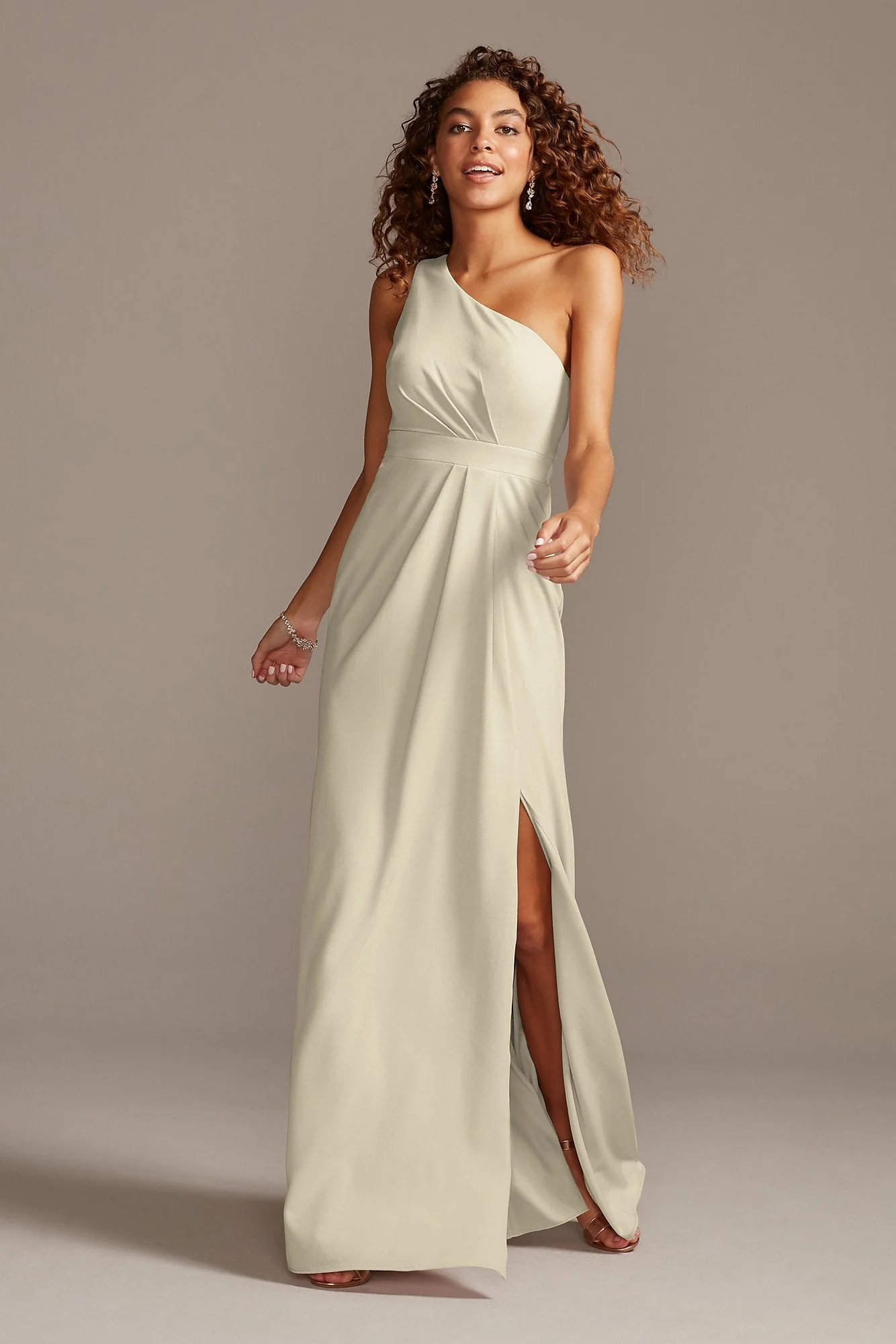 One-Shoulder Stretch Crepe Tall Bridesmaid Dress - Image 2
