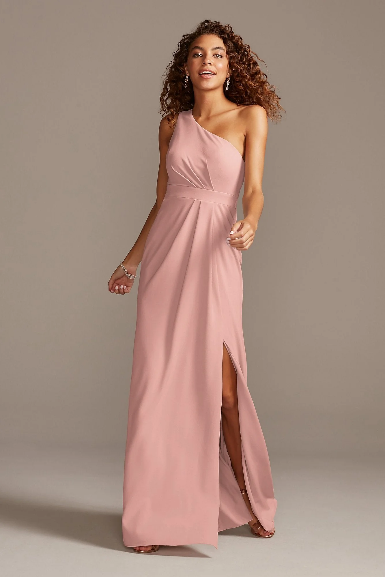 One-Shoulder Stretch Crepe Tall Bridesmaid Dress - Image 43