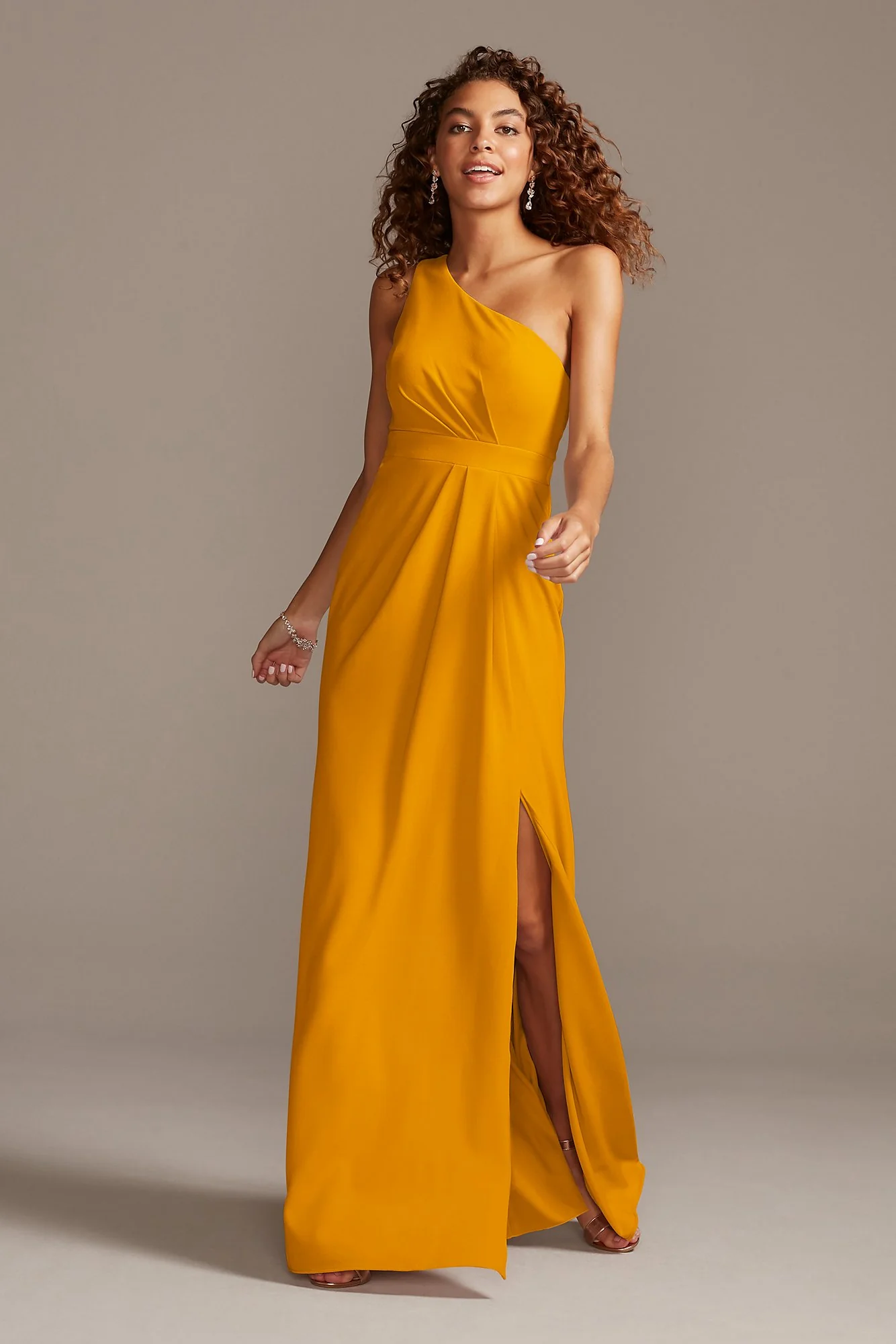 One-Shoulder Stretch Crepe Tall Bridesmaid Dress - Image 57