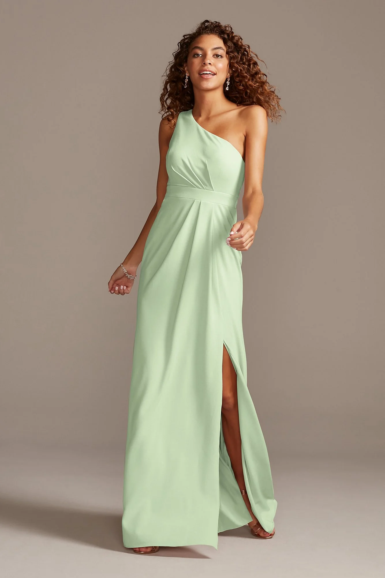 One-Shoulder Stretch Crepe Tall Bridesmaid Dress - Image 70