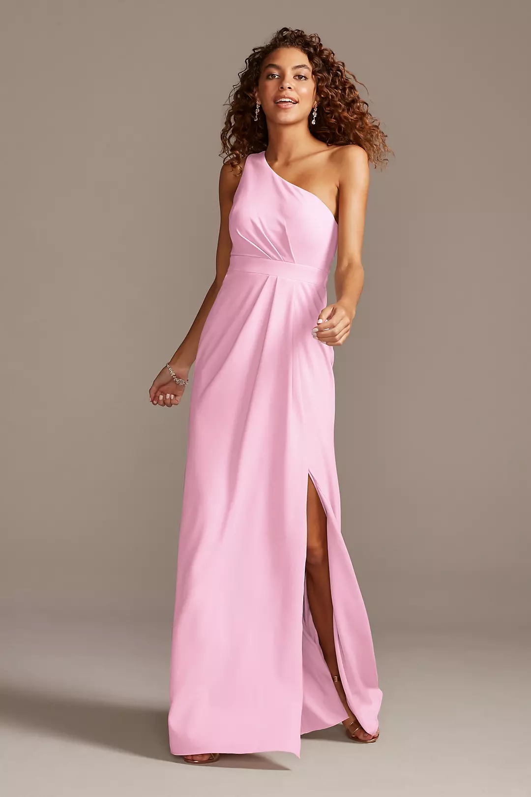 One-Shoulder Stretch Crepe Tall Bridesmaid Dress - Image 71