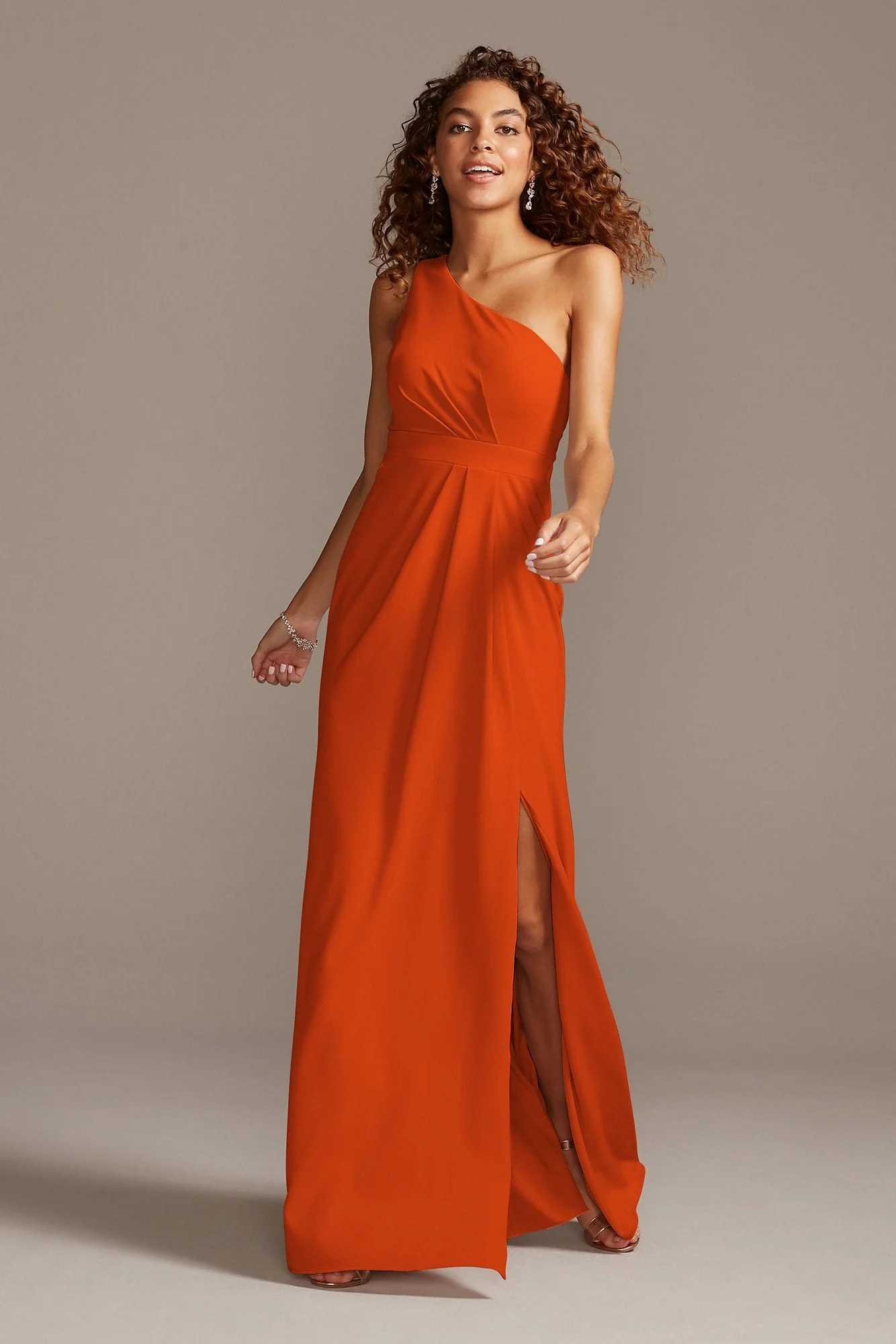 One-Shoulder Stretch Crepe Tall Bridesmaid Dress - Image 72