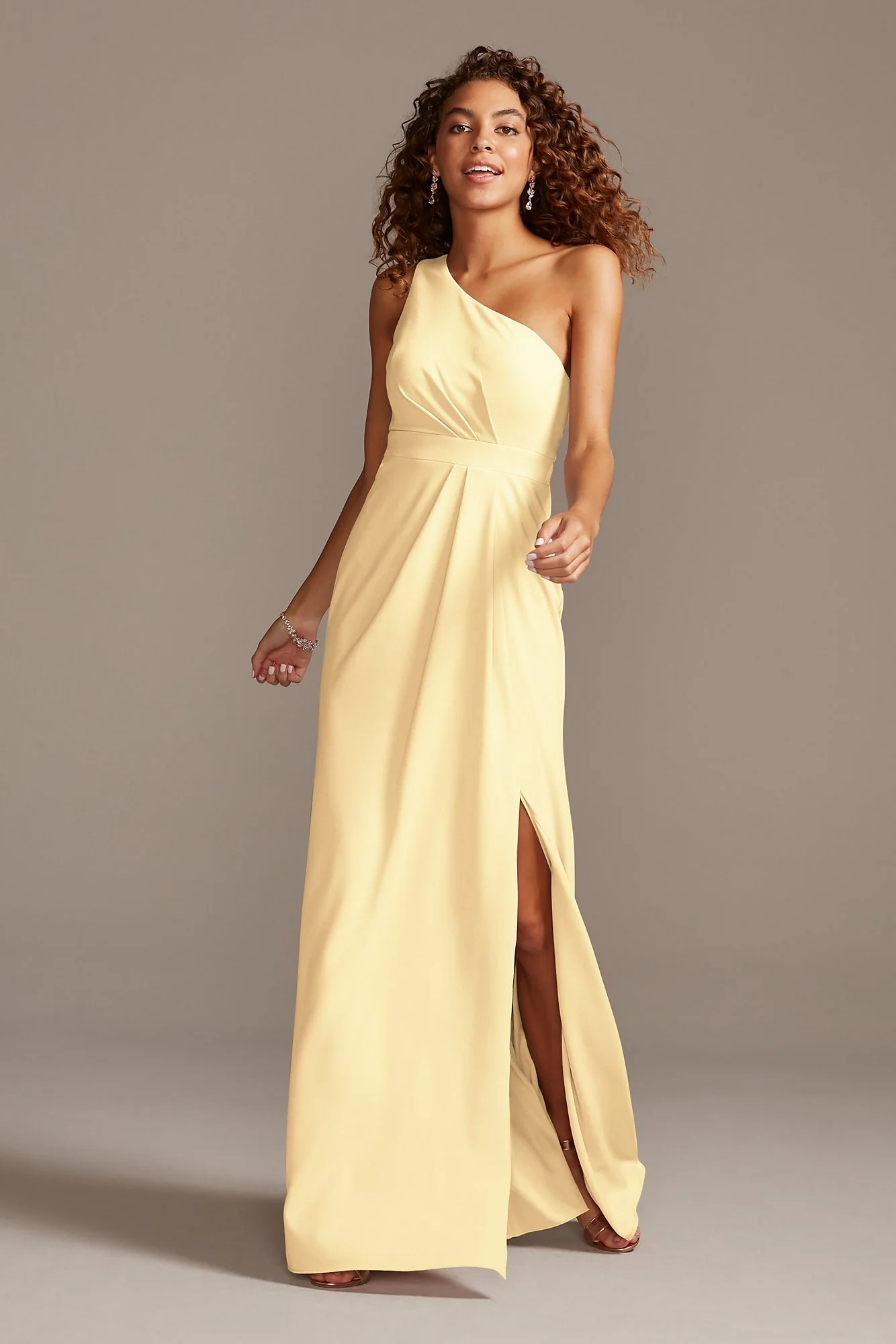 One-Shoulder Stretch Crepe Tall Bridesmaid Dress - Image 88