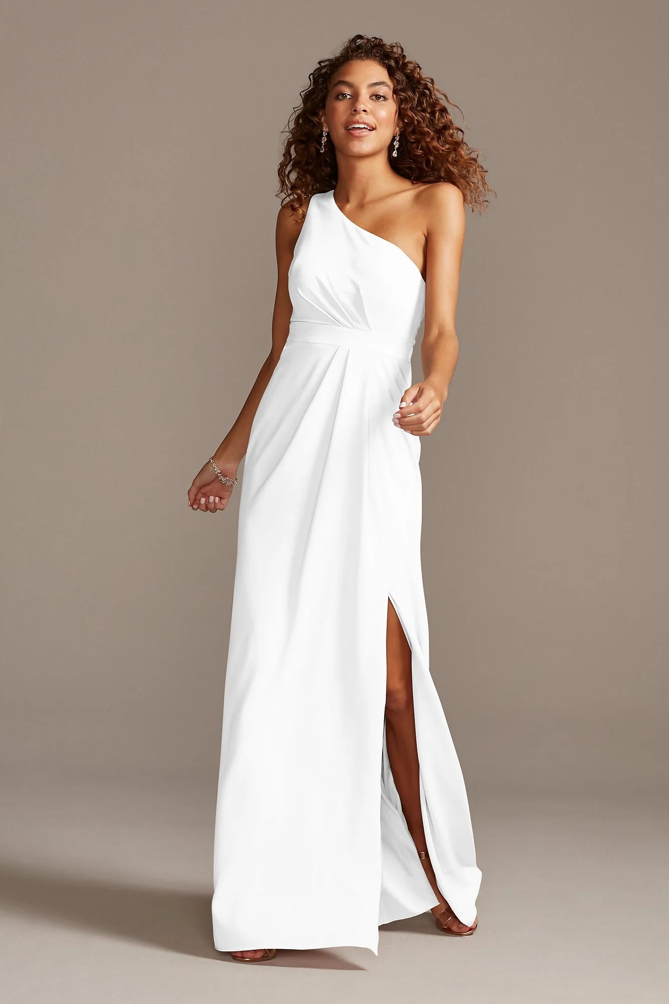 One-Shoulder Stretch Crepe Tall Bridesmaid Dress - Image 9