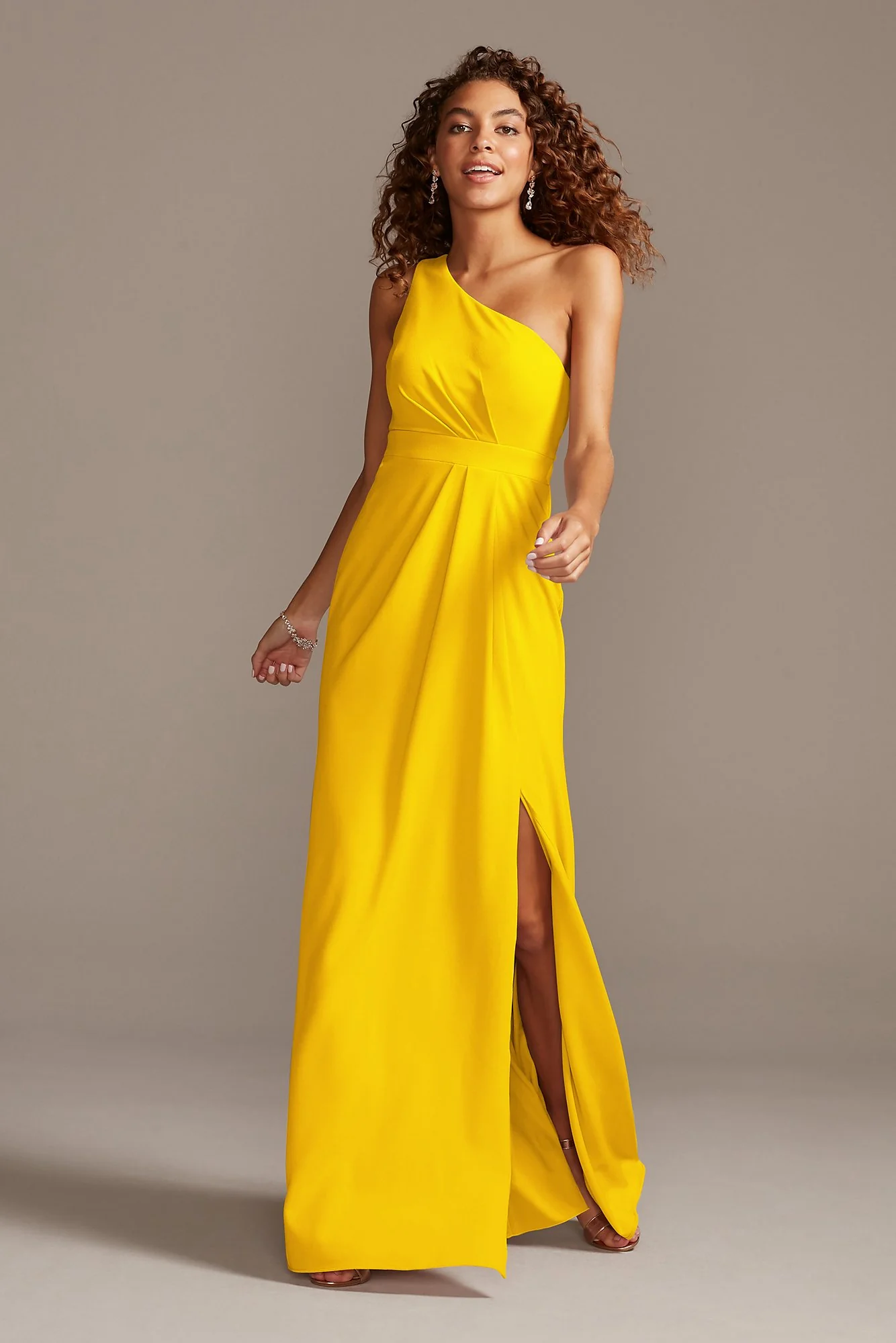 One-Shoulder Stretch Crepe Tall Bridesmaid Dress - Image 90