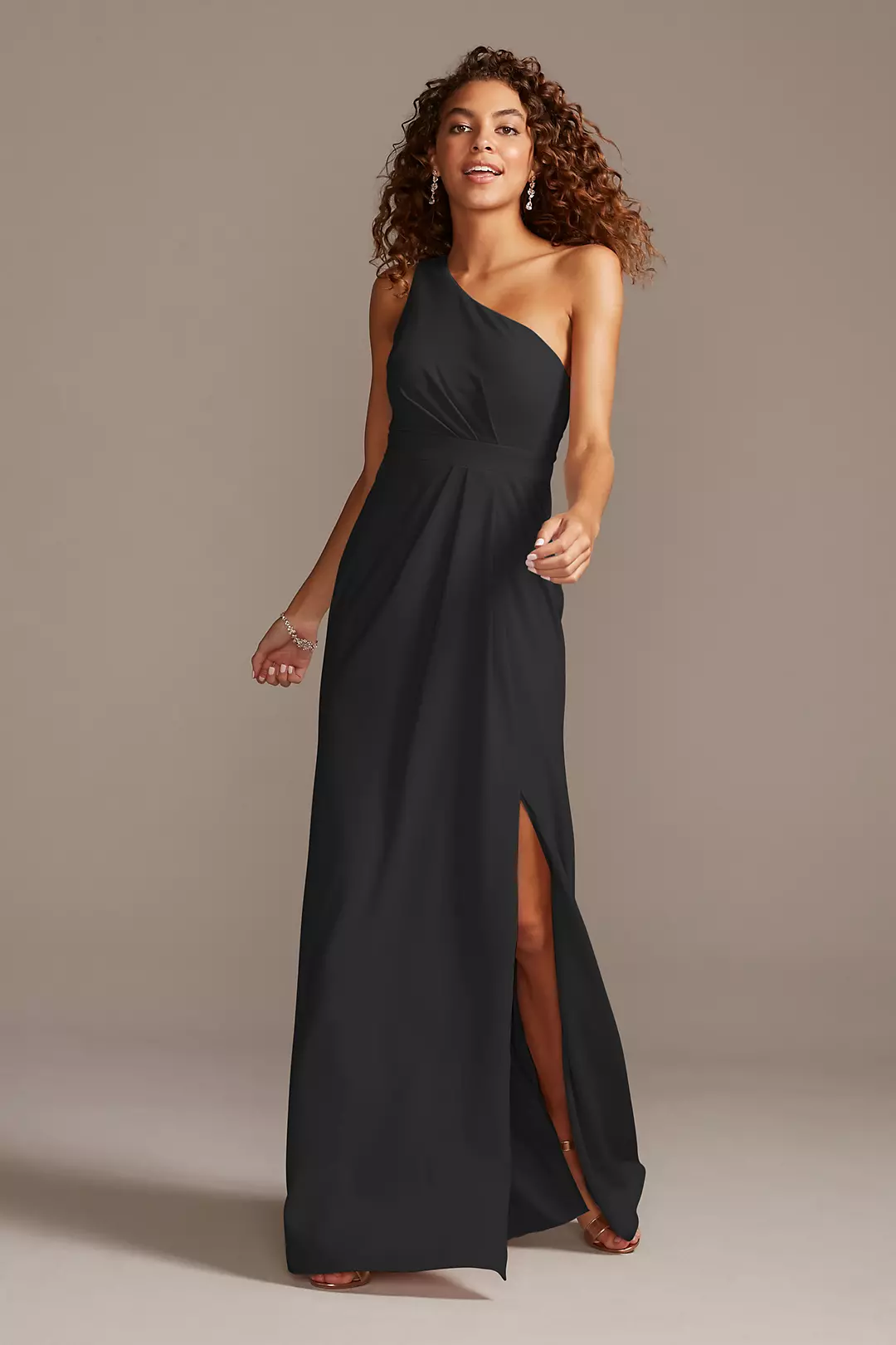 One-Shoulder Stretch Crepe Tall Bridesmaid Dress - Image 94