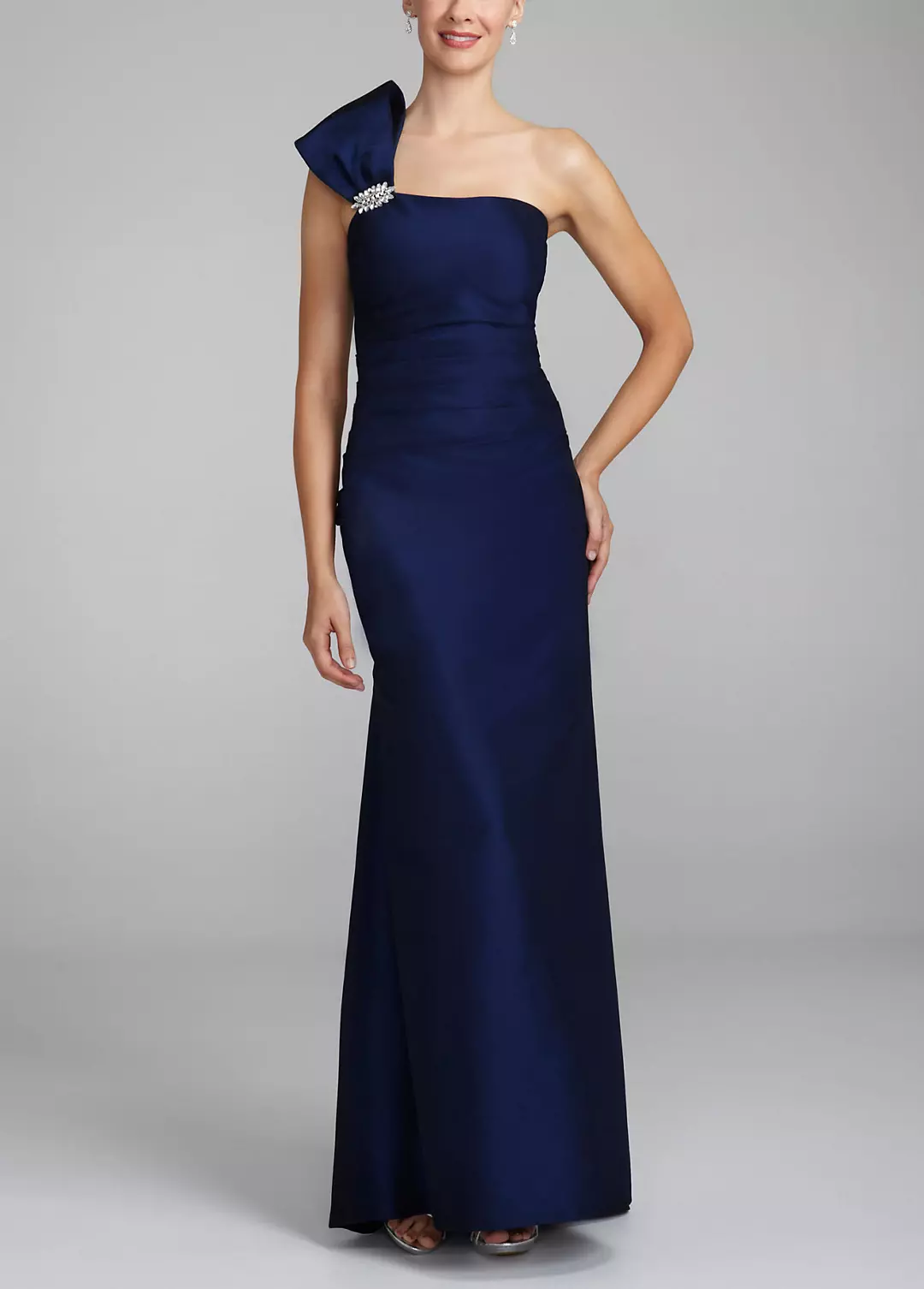 One Shoulder Stretch Taffeta Long Dress - Image 8