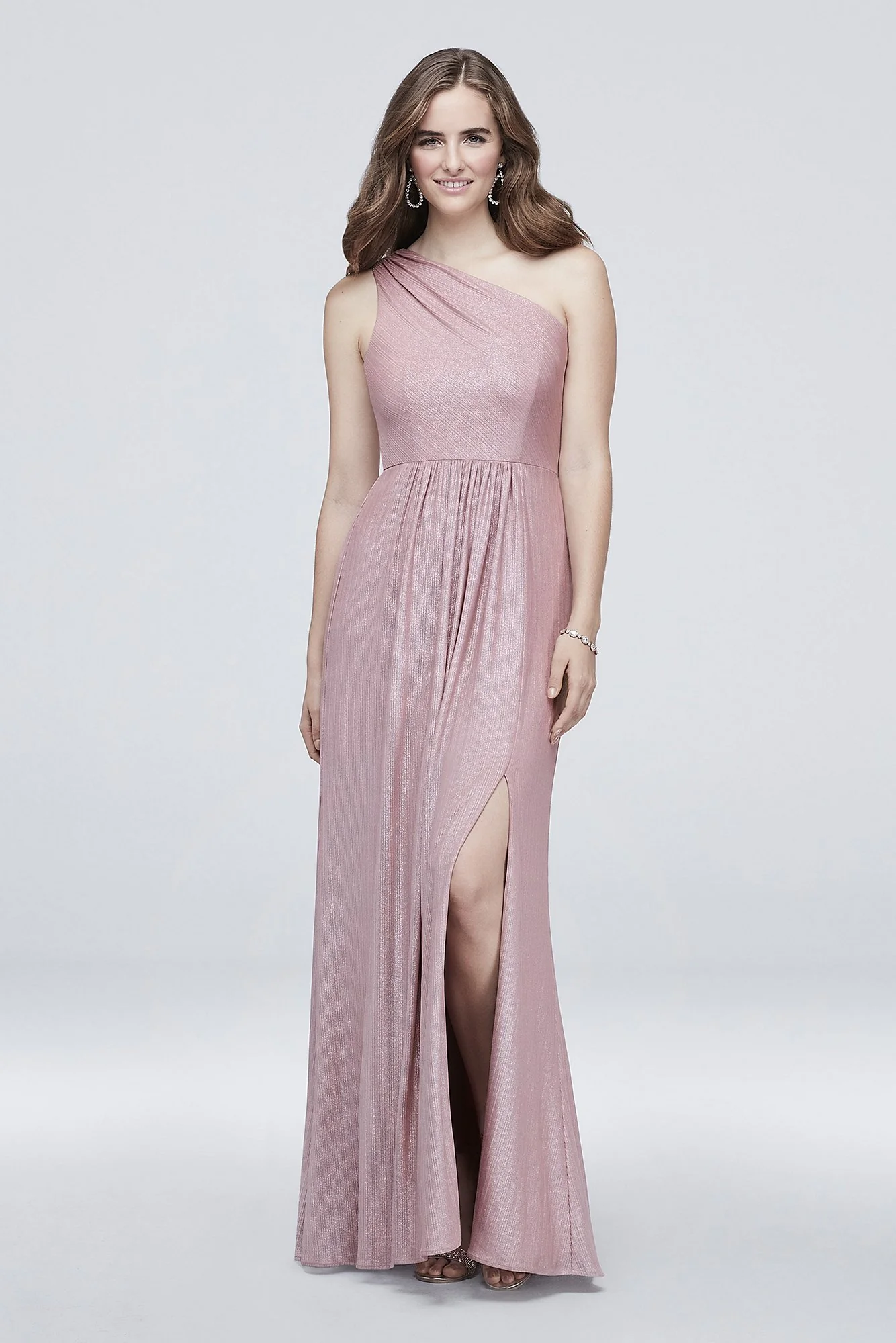 One-Shoulder Textured Foiled Jersey A-Line Dress - Image 2
