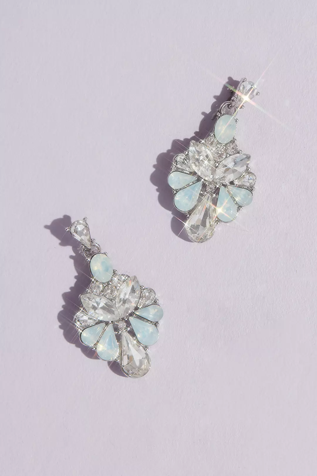 Opal and Crystal Fan Drop Earrings - Image 2