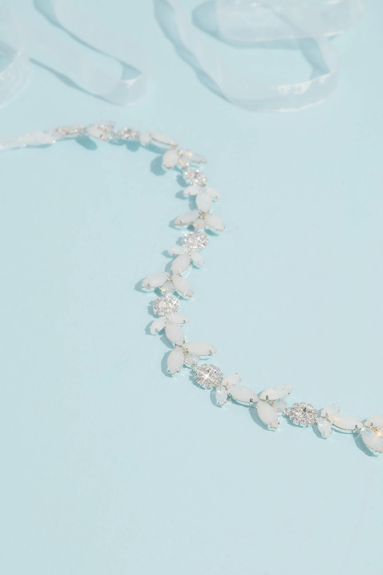 Opal Leaves Sash with Ribbon