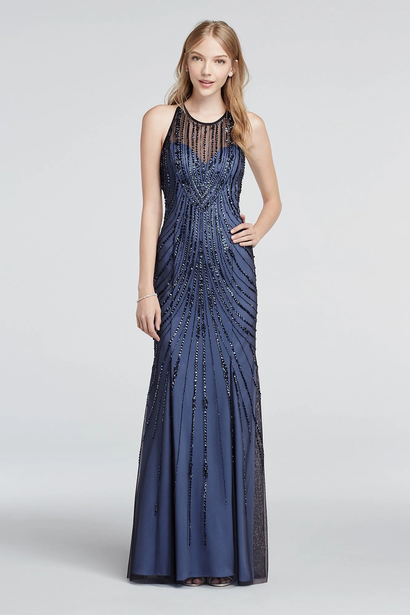 Open Back All Over Sequin Beaded Dress - Image 2