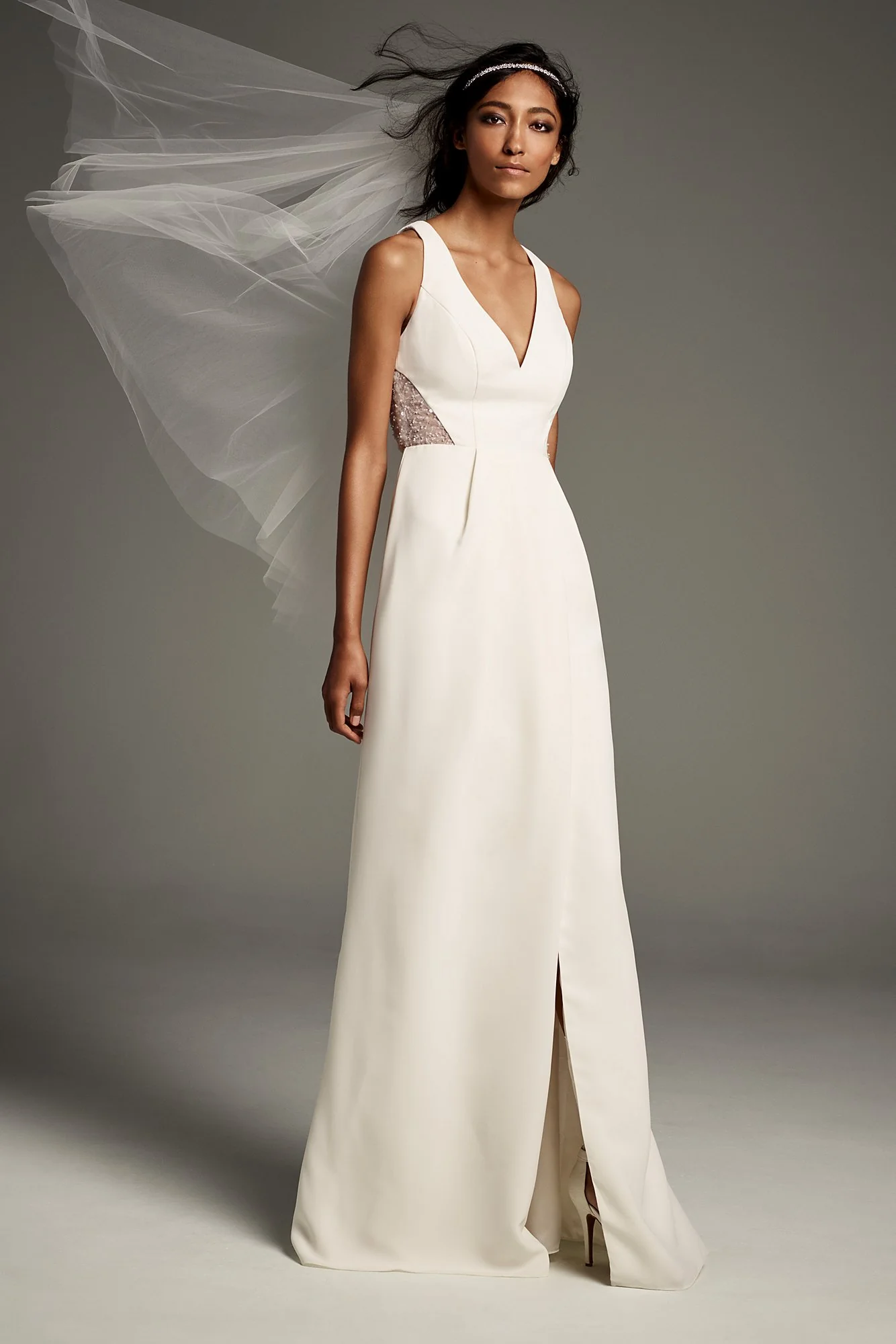 Open-Back Cady Sheath Gown with Illusion Sides - Image 2