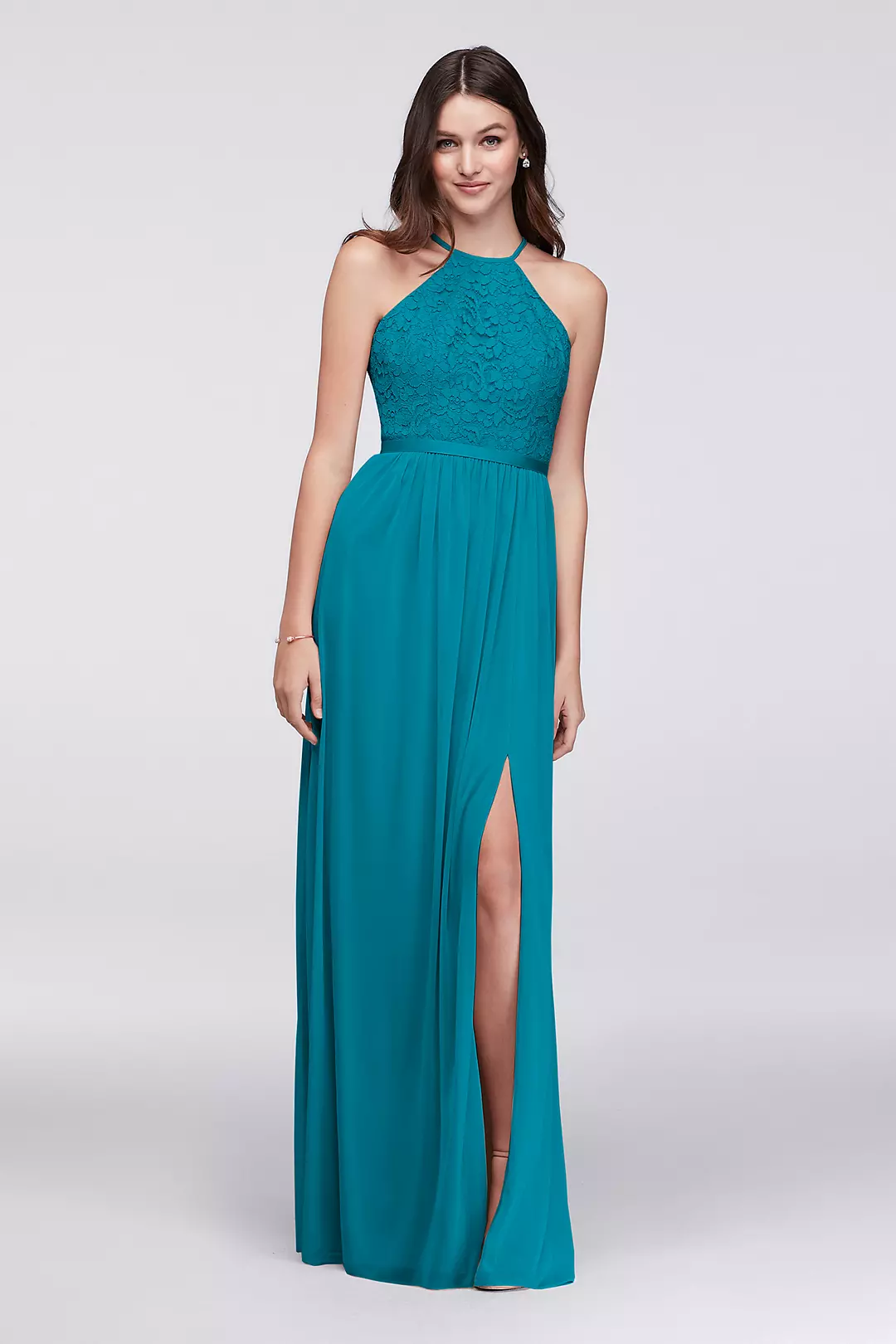 Open-Back Lace and Mesh Bridesmaid Dress - Image 2