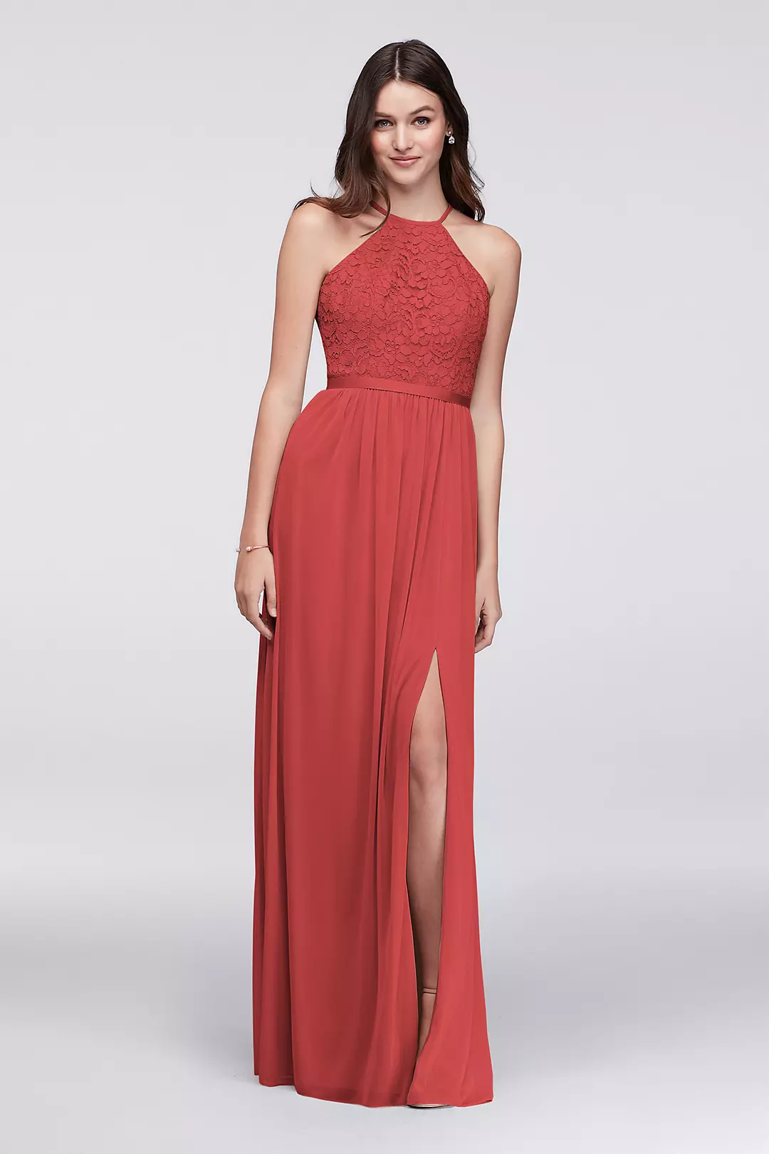 Open-Back Lace and Mesh Bridesmaid Dress - Image 36