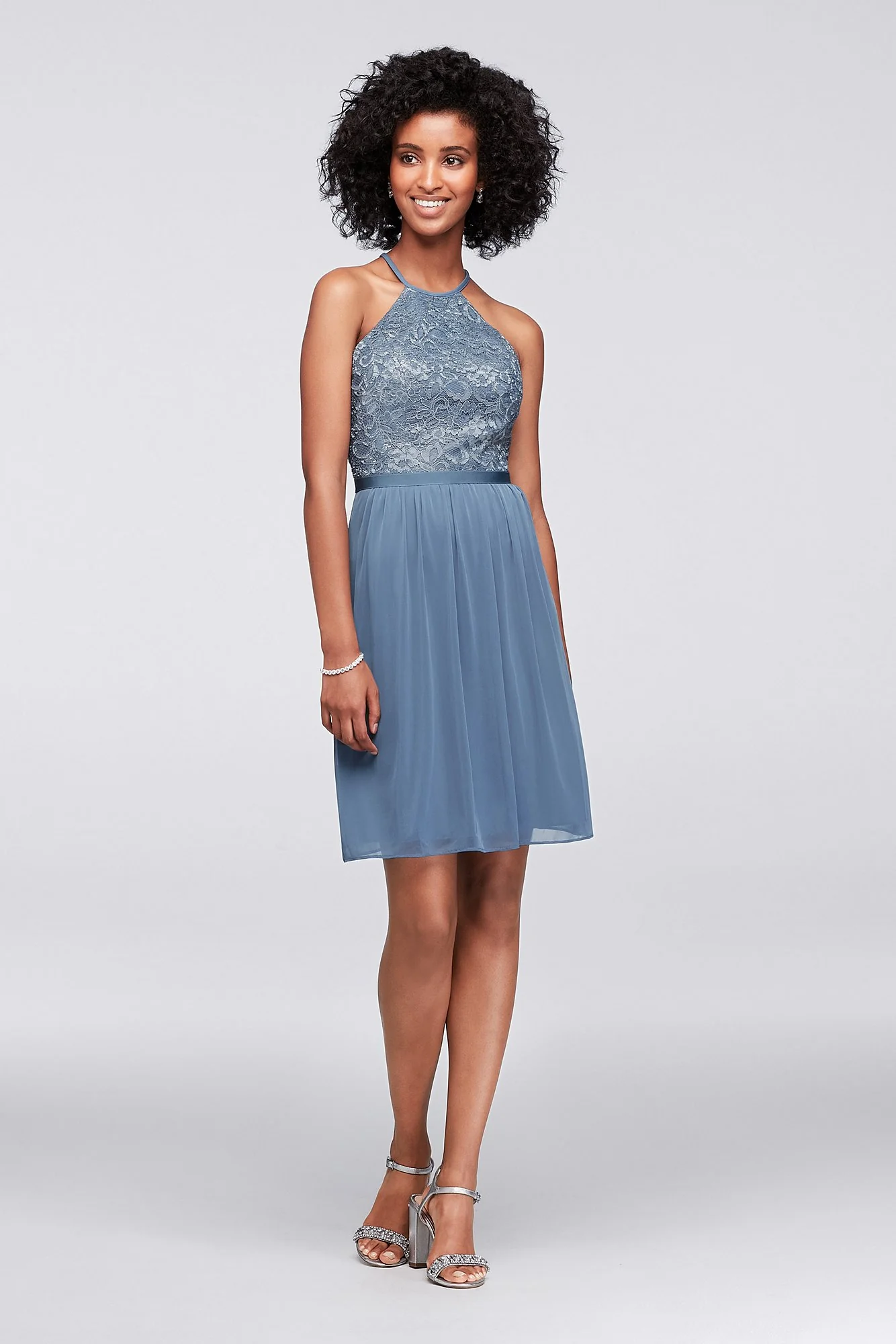 Open-Back Lace and Mesh Short Bridesmaid Dress - Image 23