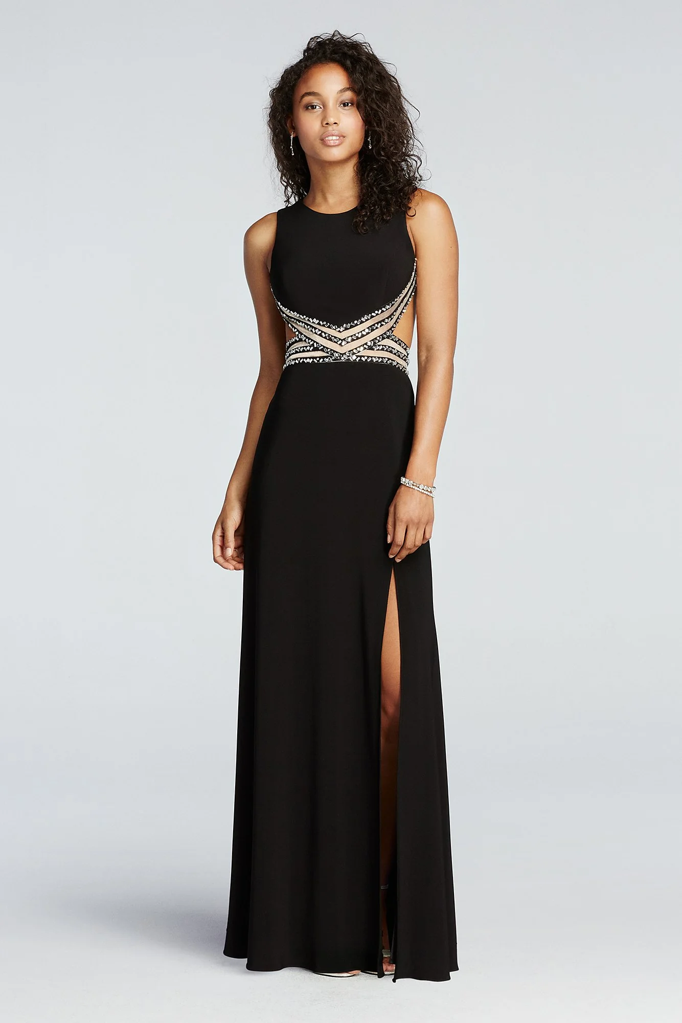 Open Back Prom Dress with Illusion Beaded Waist - Image 2