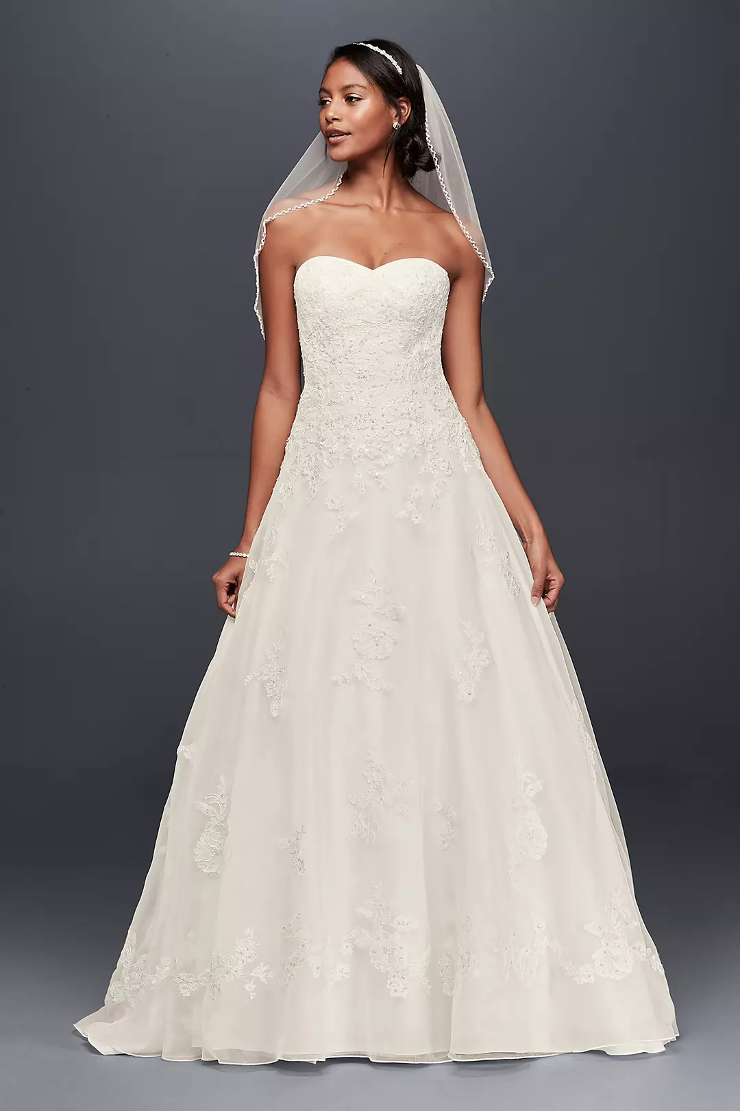 Organza A-Line Wedding Dress with Beaded Appliques - Image 19