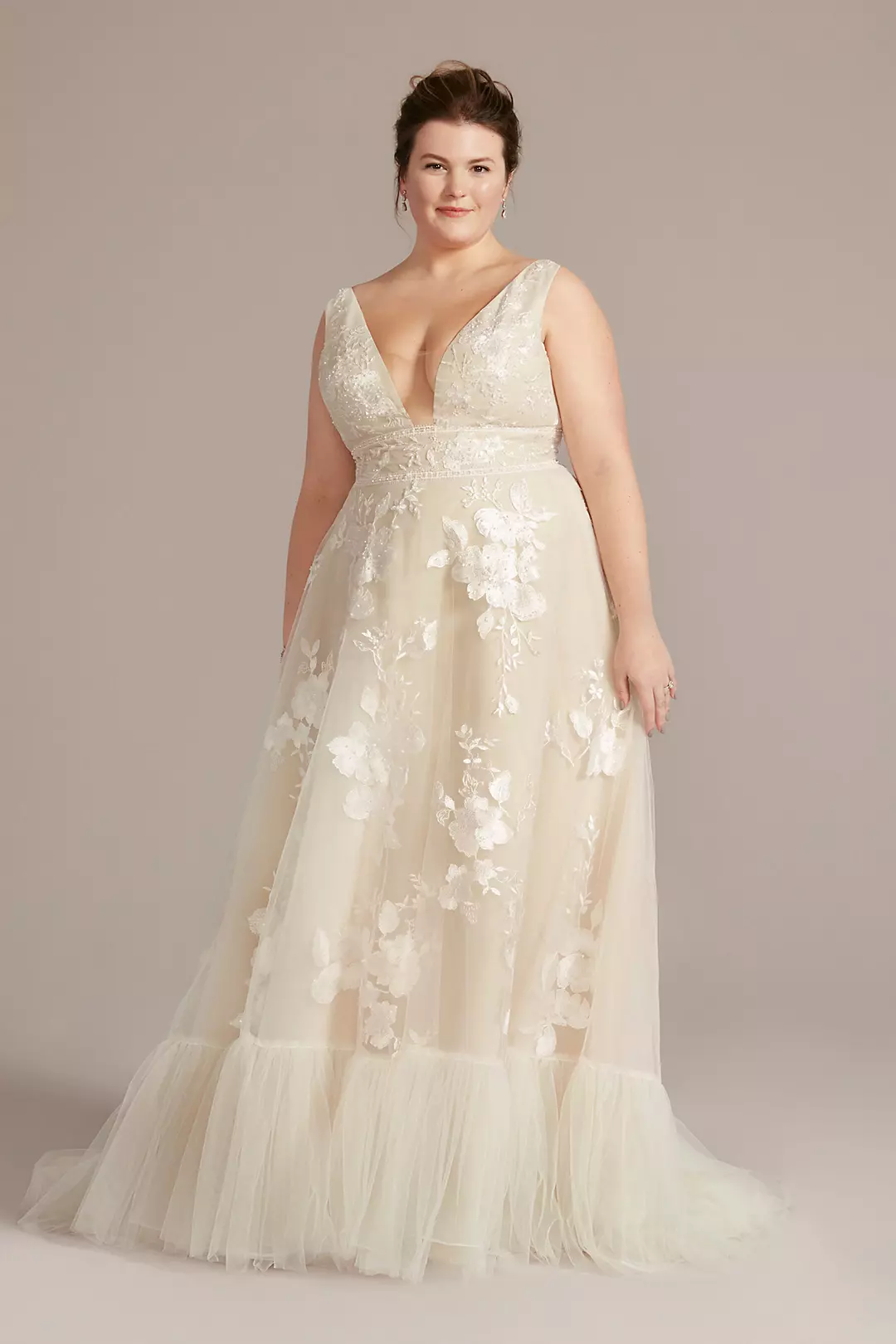 Organza A-Line Wedding Gown with Shirred Hem - Image 6