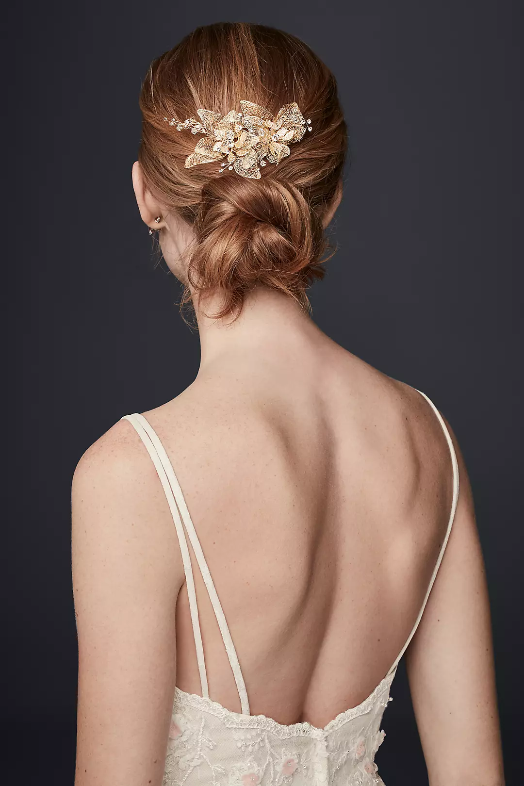 Organza and Crystal Floral Hair Clip - Image 2