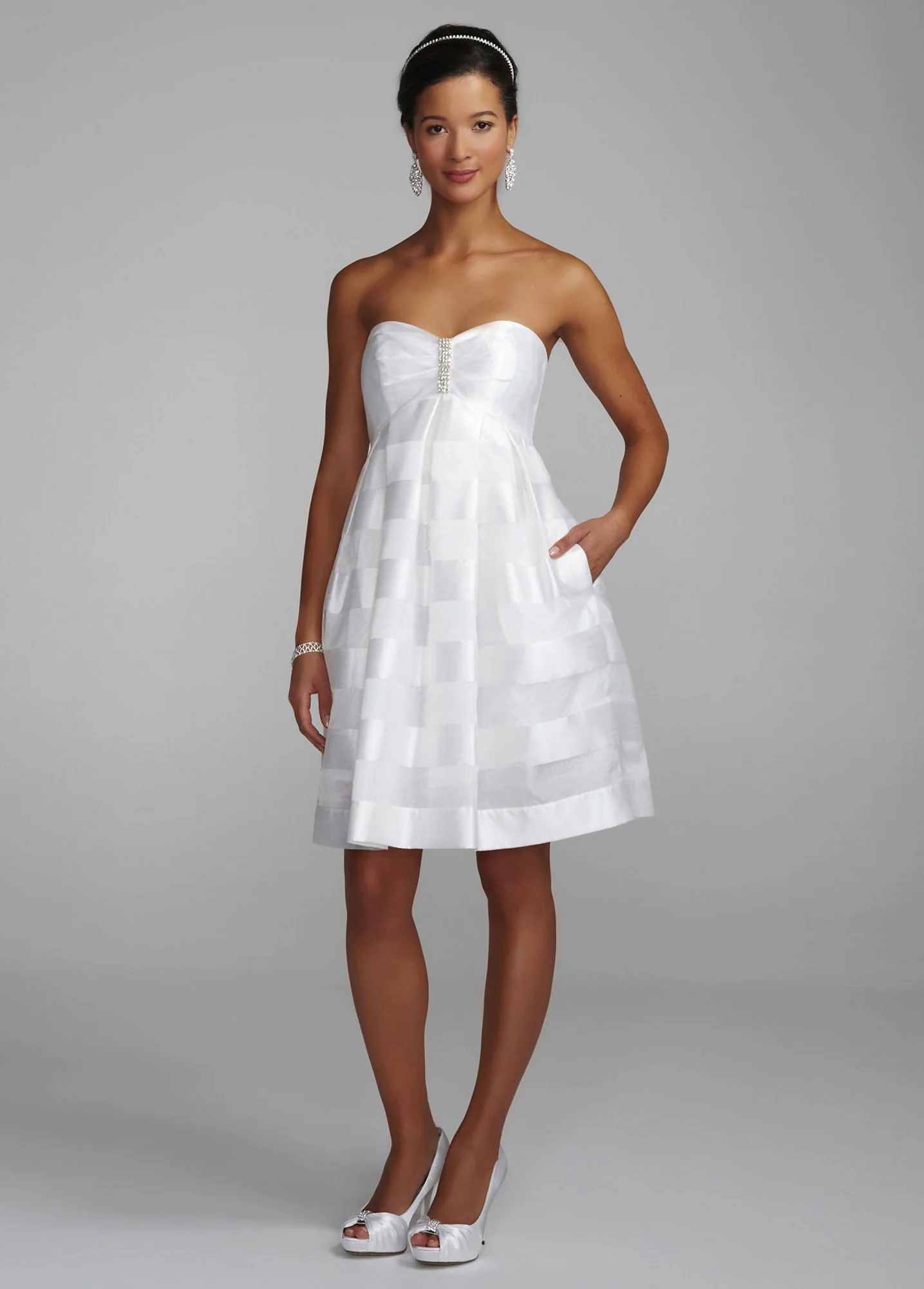 Organza Baby Doll Dress with Rhinestone Detail