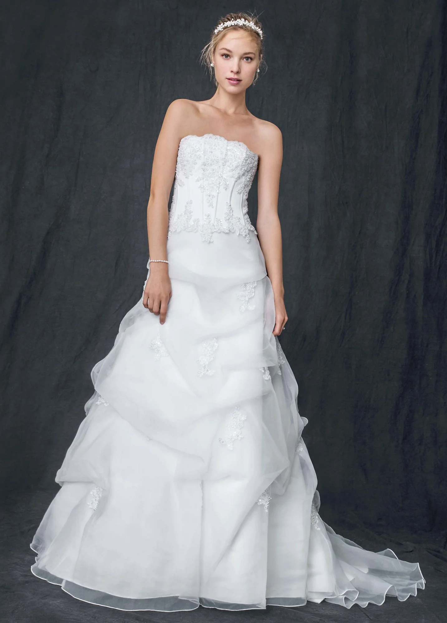 Organza Corset with Beaded Lace Appliques