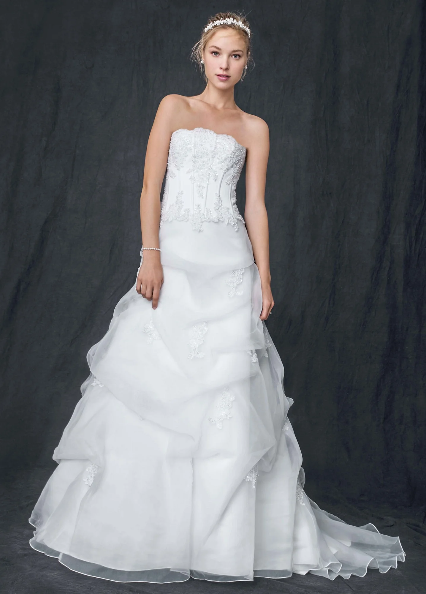 Organza Corset with Beaded Lace Appliques - Image 2