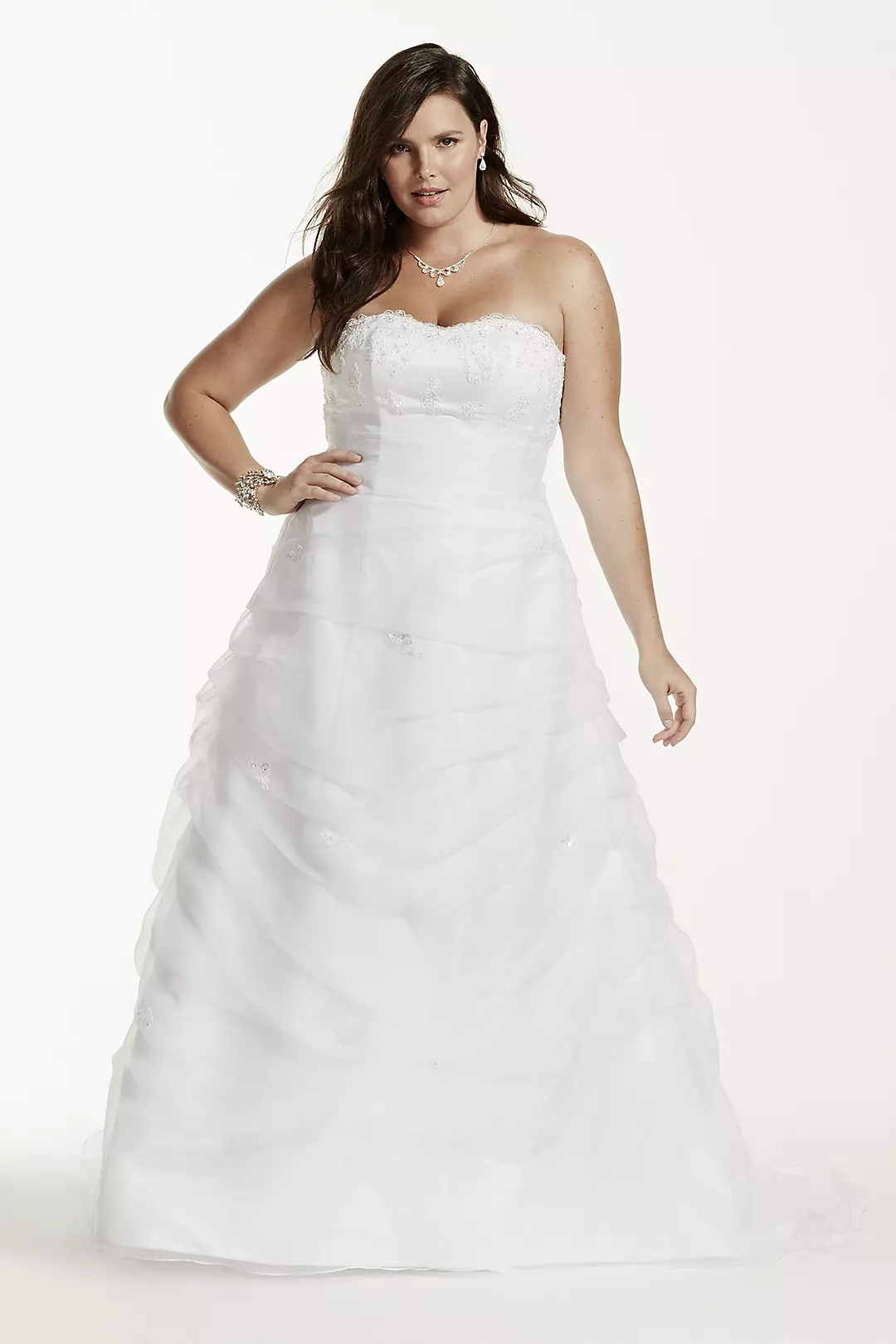 Organza Draped Wedding Dress with Beaded Lace - Image 7