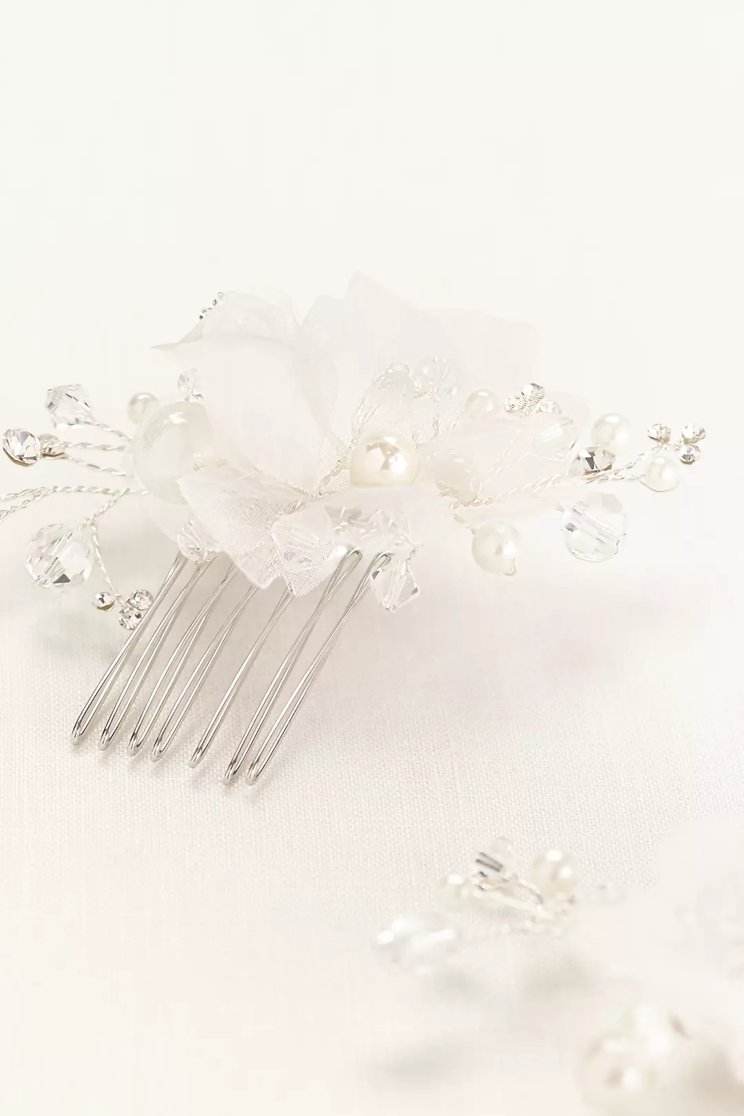 Organza Flower and Crystal Comb Set - Image 2