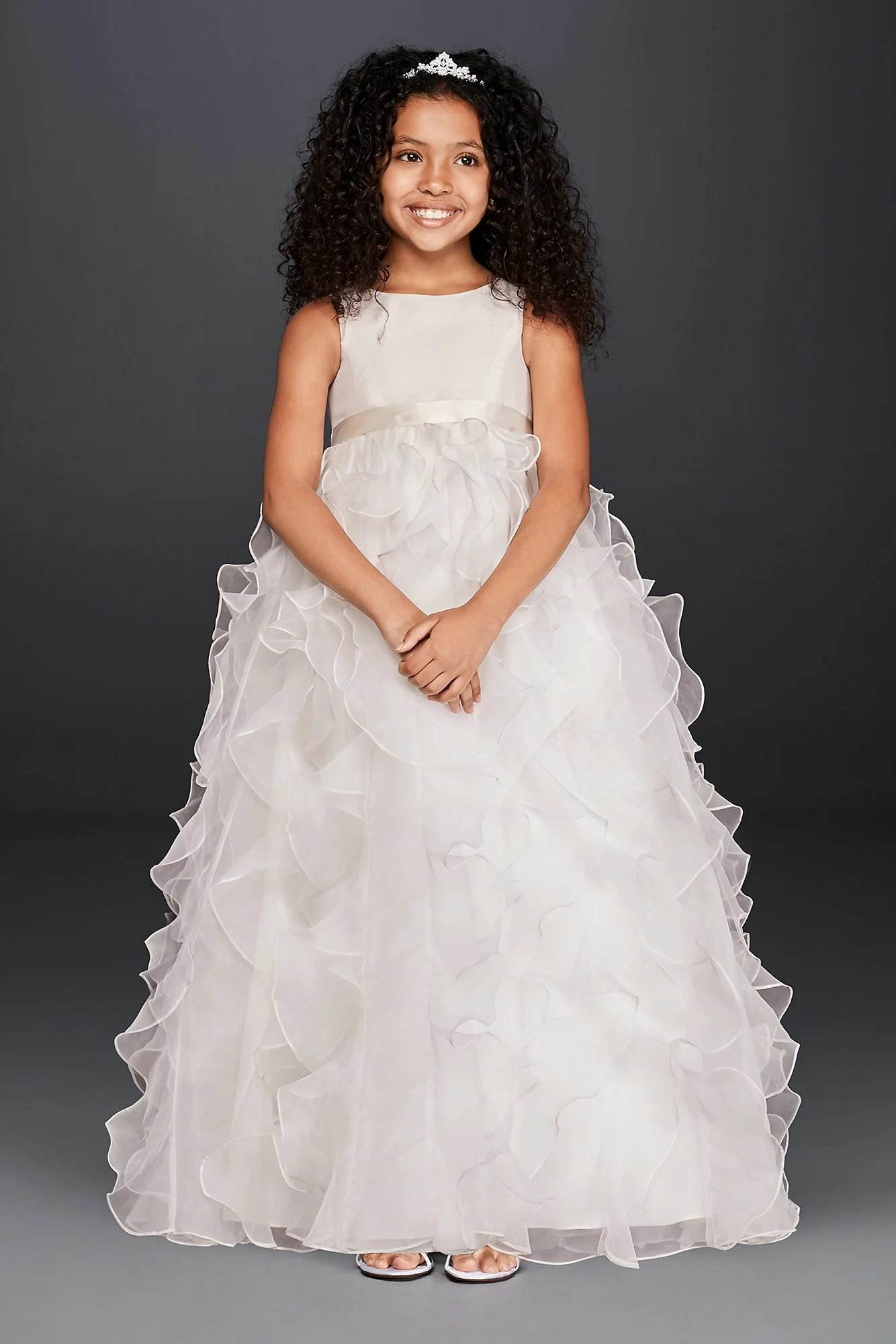 Organza Flower Girl Dress with Ruffled Skirt - Image 3