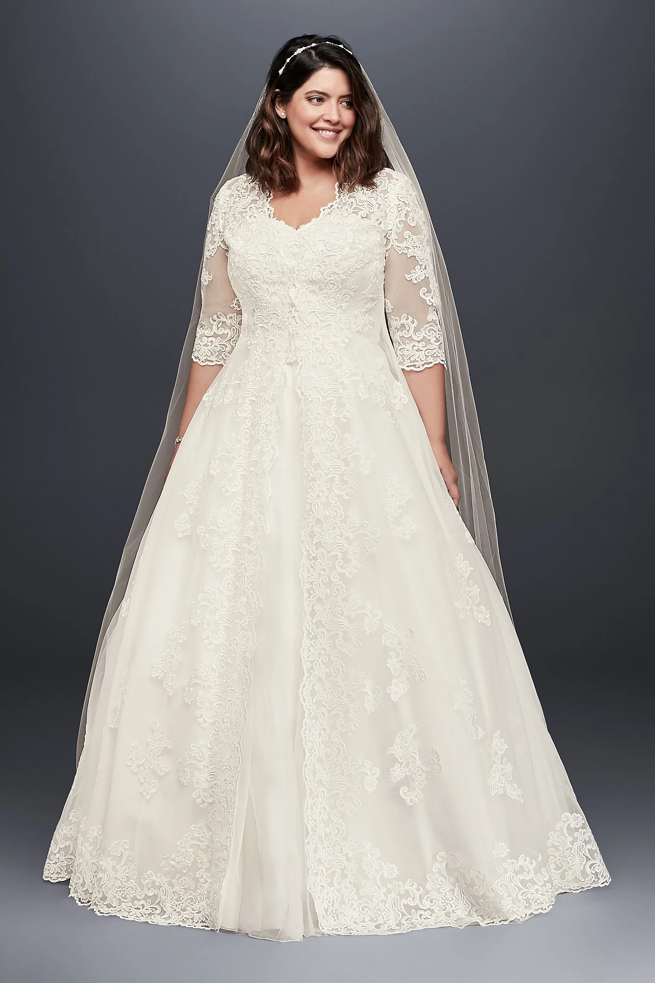 Organza Plus Size Wedding Dress with Long Jacket - Image 4