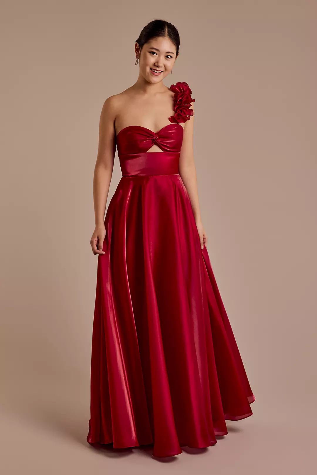 Organza Ruffled One-Shoulder Ball Gown - Image 2