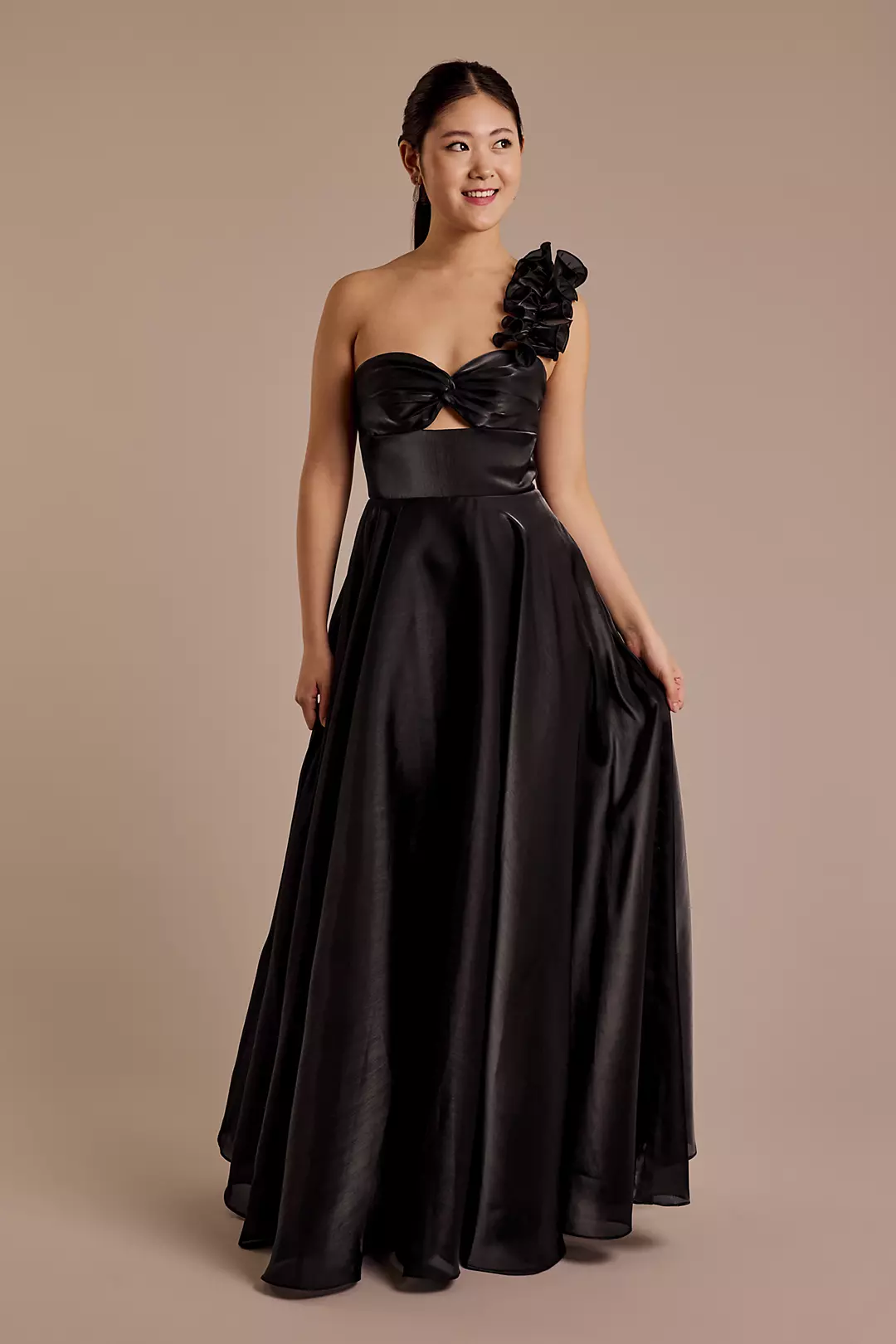 Organza Ruffled One-Shoulder Ball Gown - Image 5