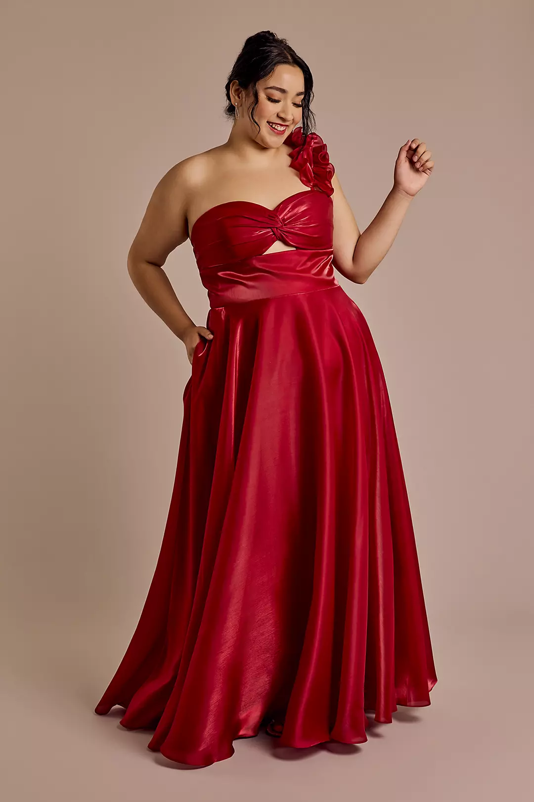 Organza Ruffled One-Shoulder Ball Gown - Image 7