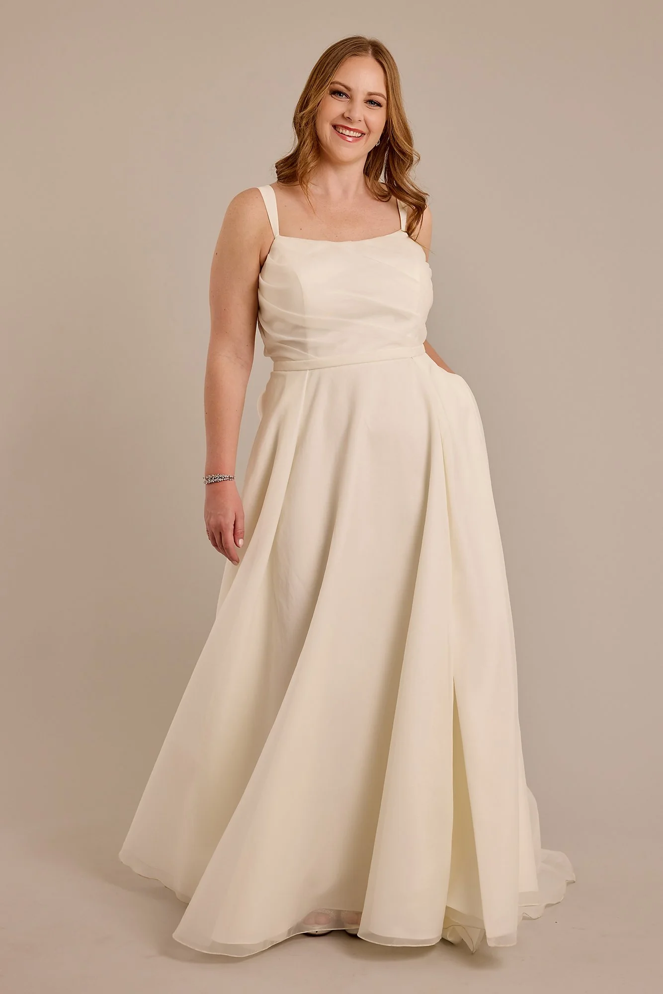 Organza Scoop Neck A-Line Wedding Dress