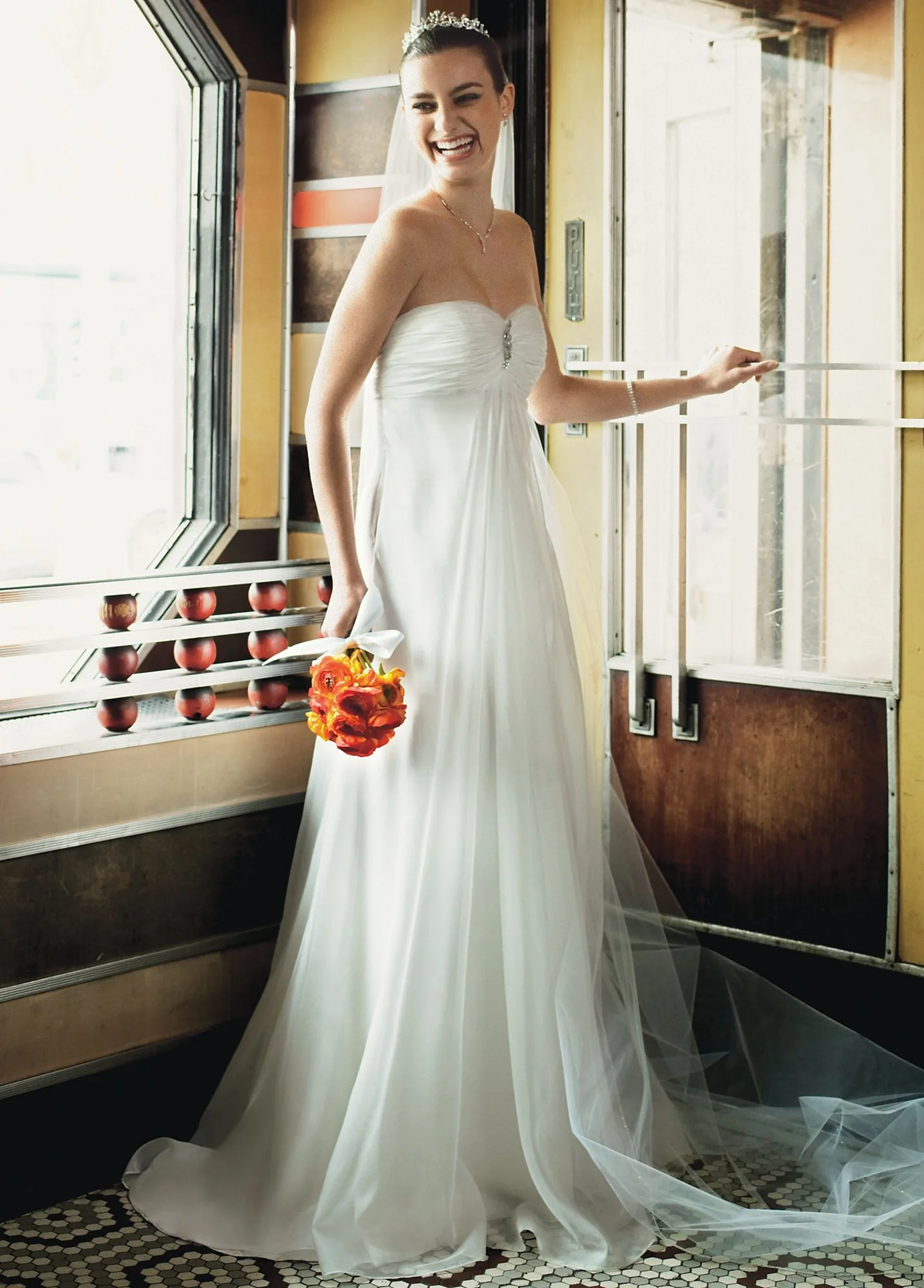 Organza Soft Gown with Ruched Empire Bodice