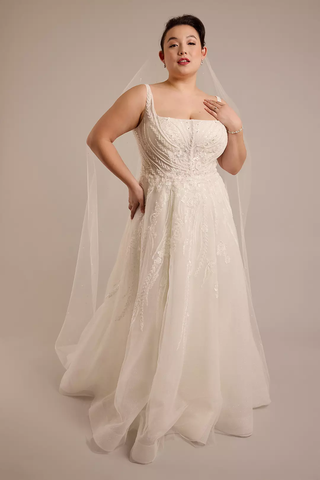 Organza Square Neck A-Line Wedding Dress - Image 3