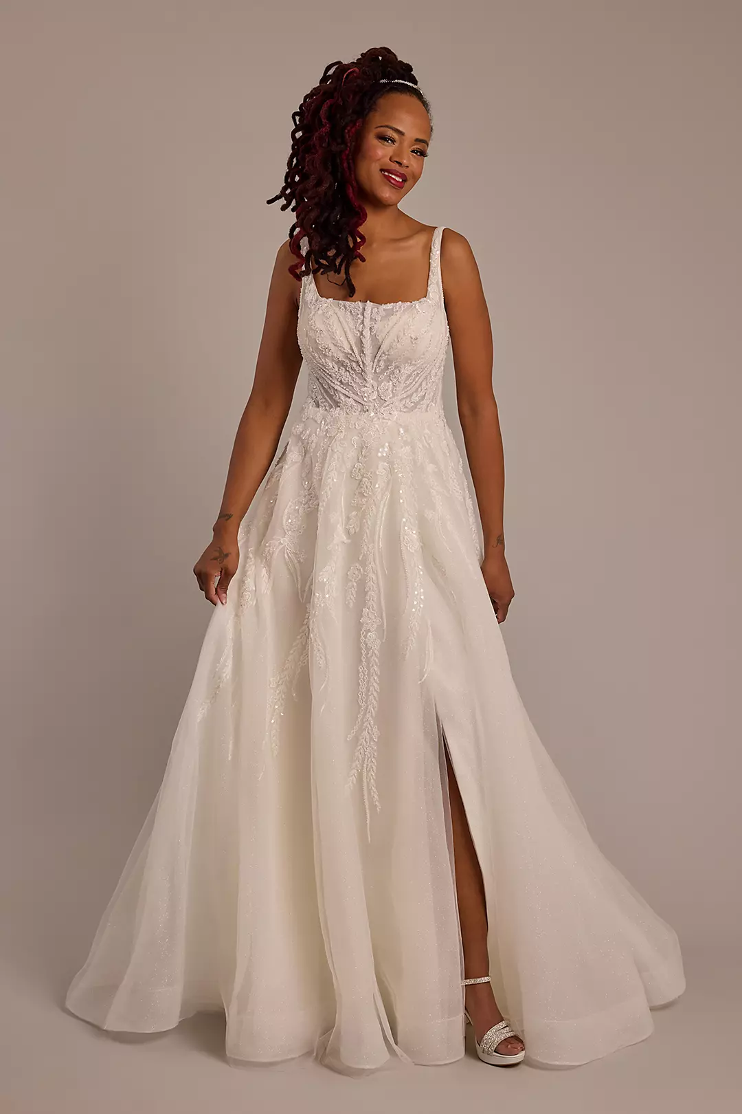 Organza Square Neck A-Line Wedding Dress - Image 5