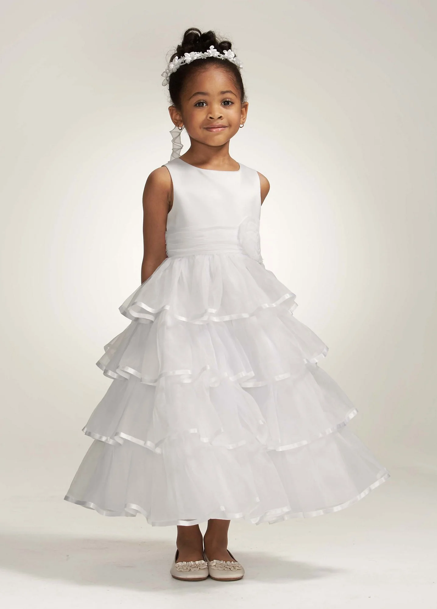 Organza Tiered Tea-Length Ball Gown - Image 2