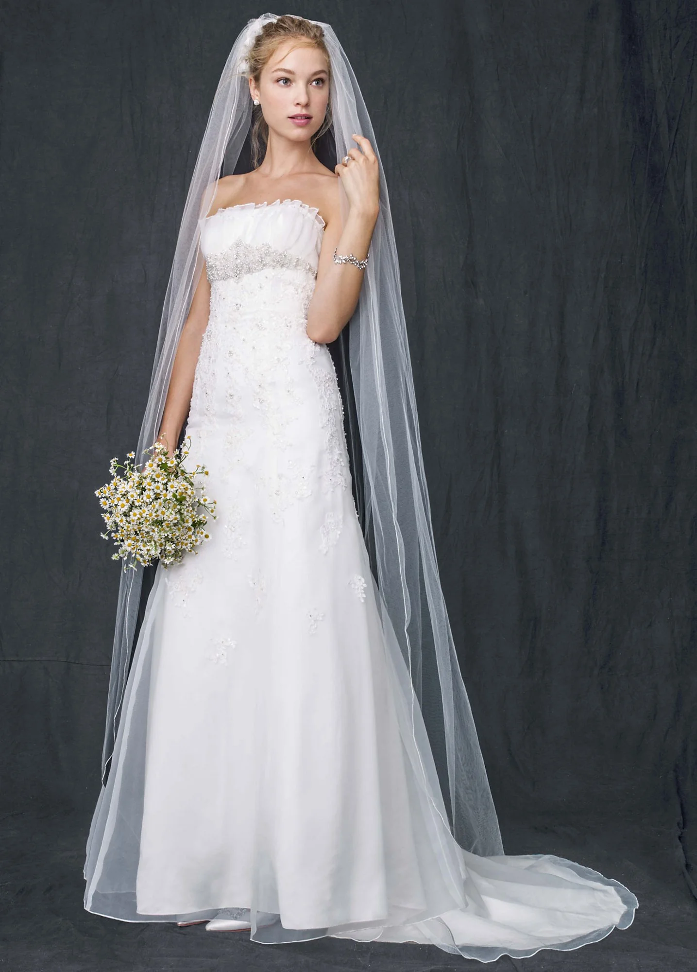 Organza Trumpet Wedding Dress with Beaded Lace - Image 3