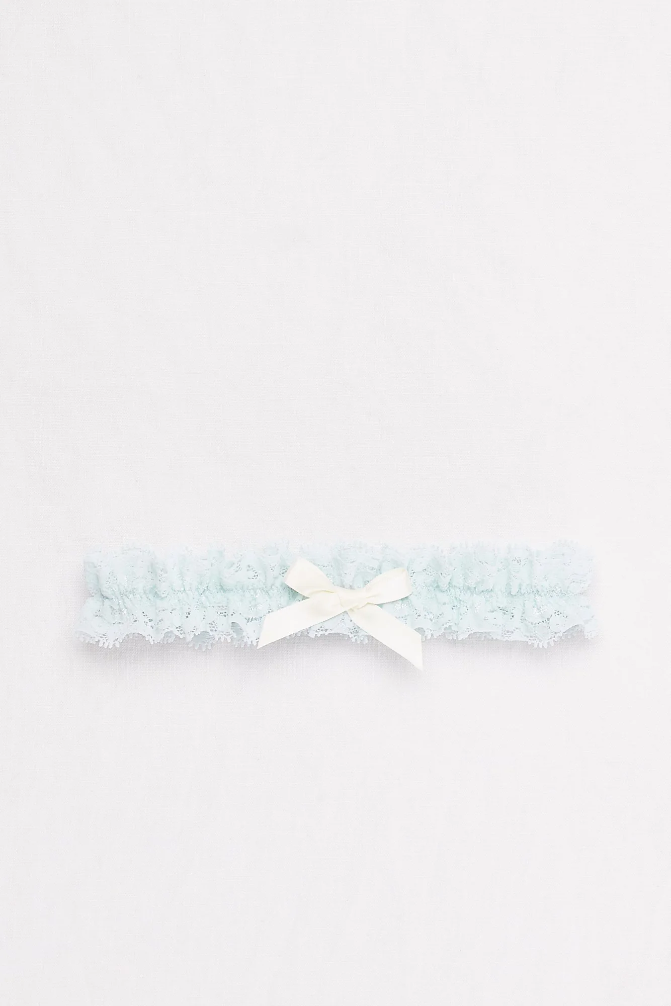 Pale Blue Lace Garter with Ribbon Bow - Image 2