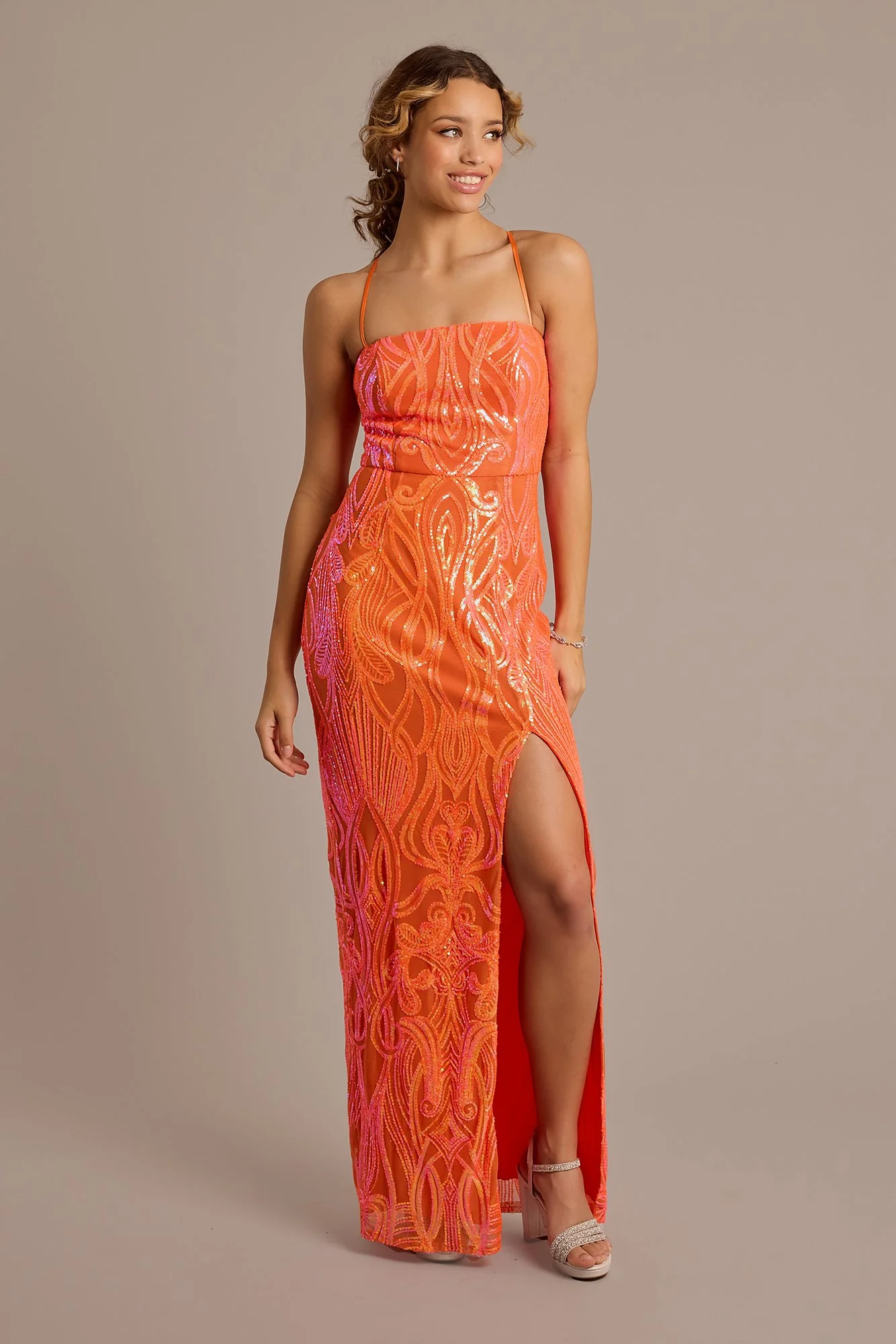 Patterned Sequin Sheath Dress
