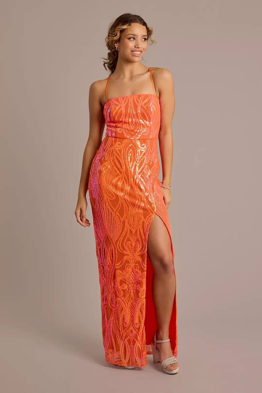Patterned Sequin Sheath Dress - Image 5