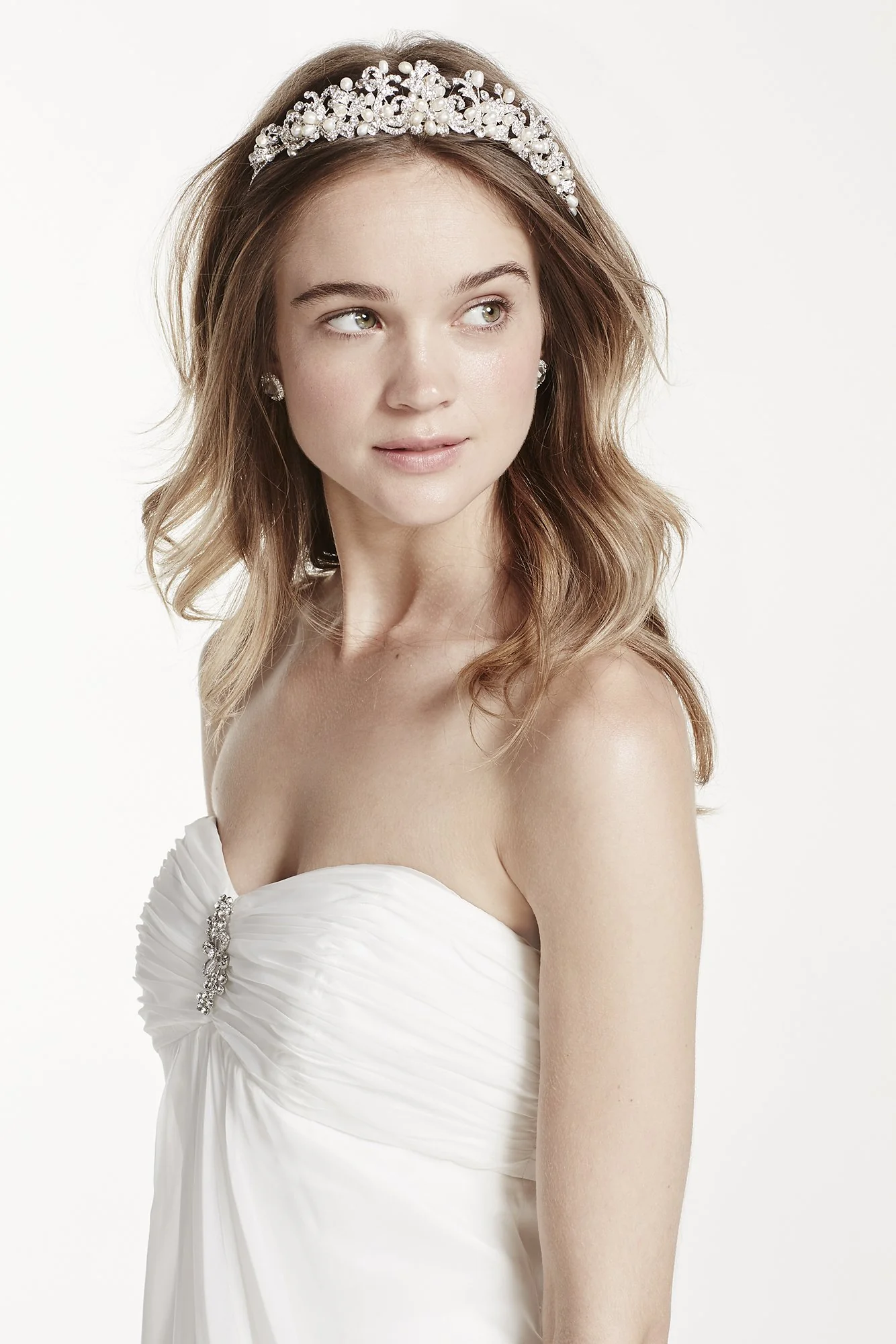 Pave Scroll Cultured Pearl Headband