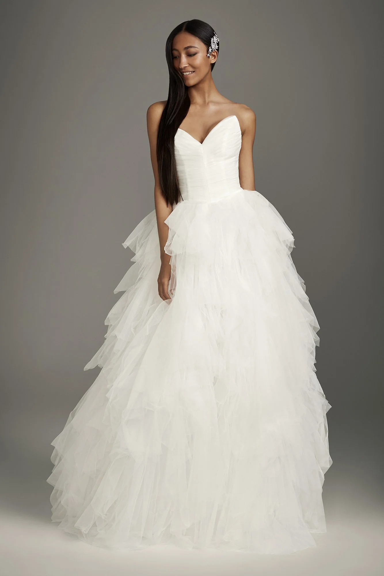 Peaked Sweetheart Tulle Ball Gown Wedding Dress